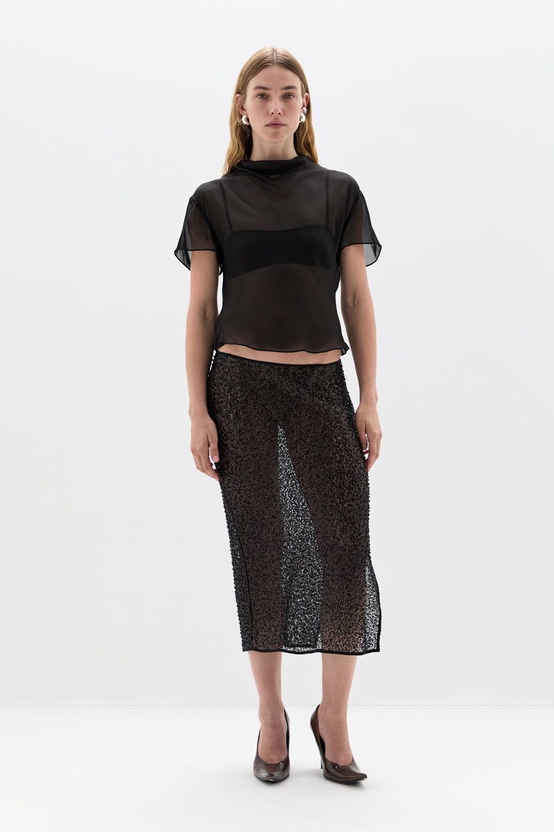 Cassia Sequin Midi Skirt