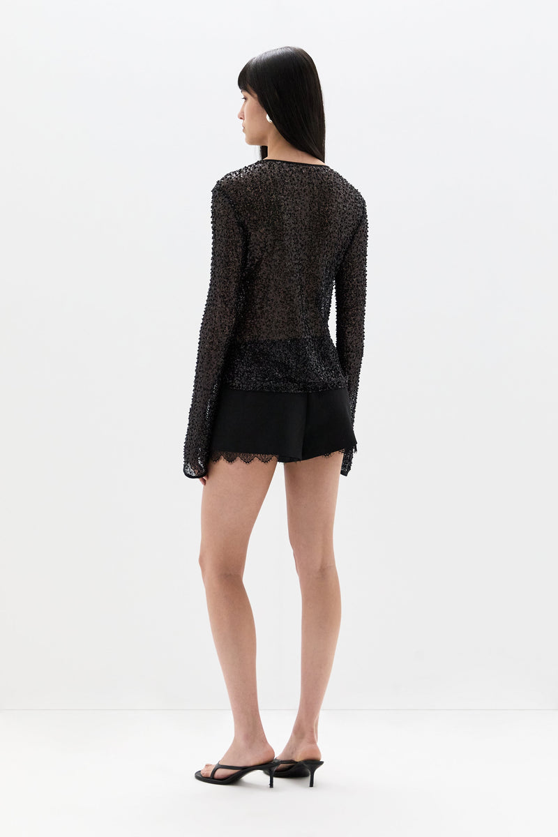 Cassia Sequin Button Down Top
