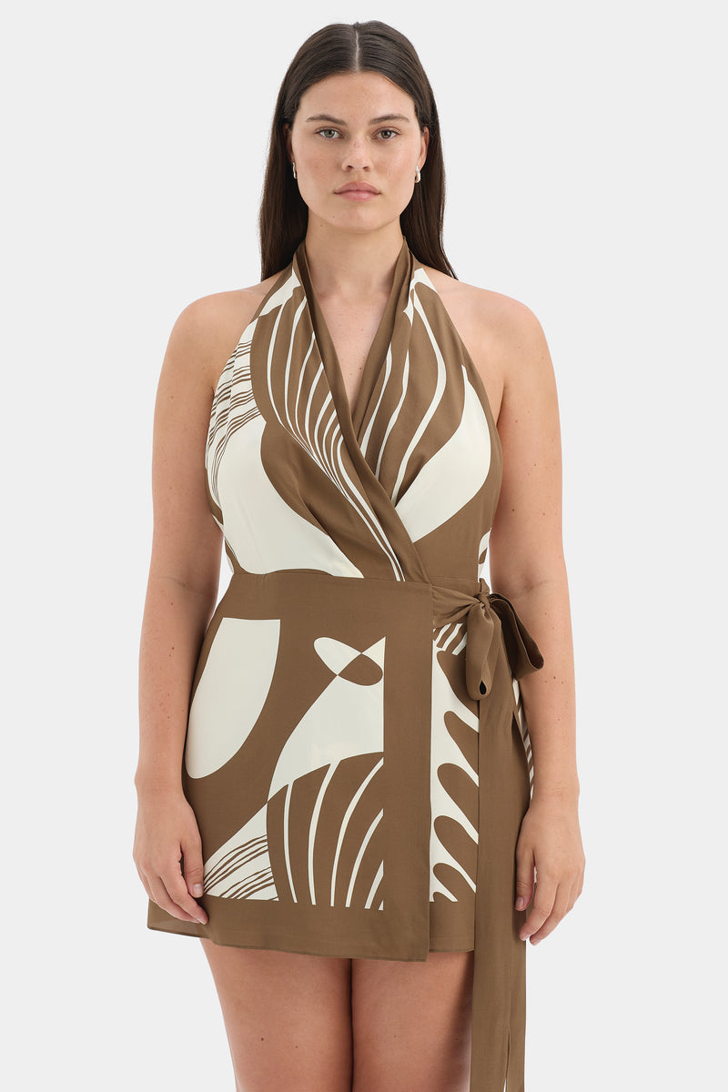 Almara Wrap Halter Mini Dress