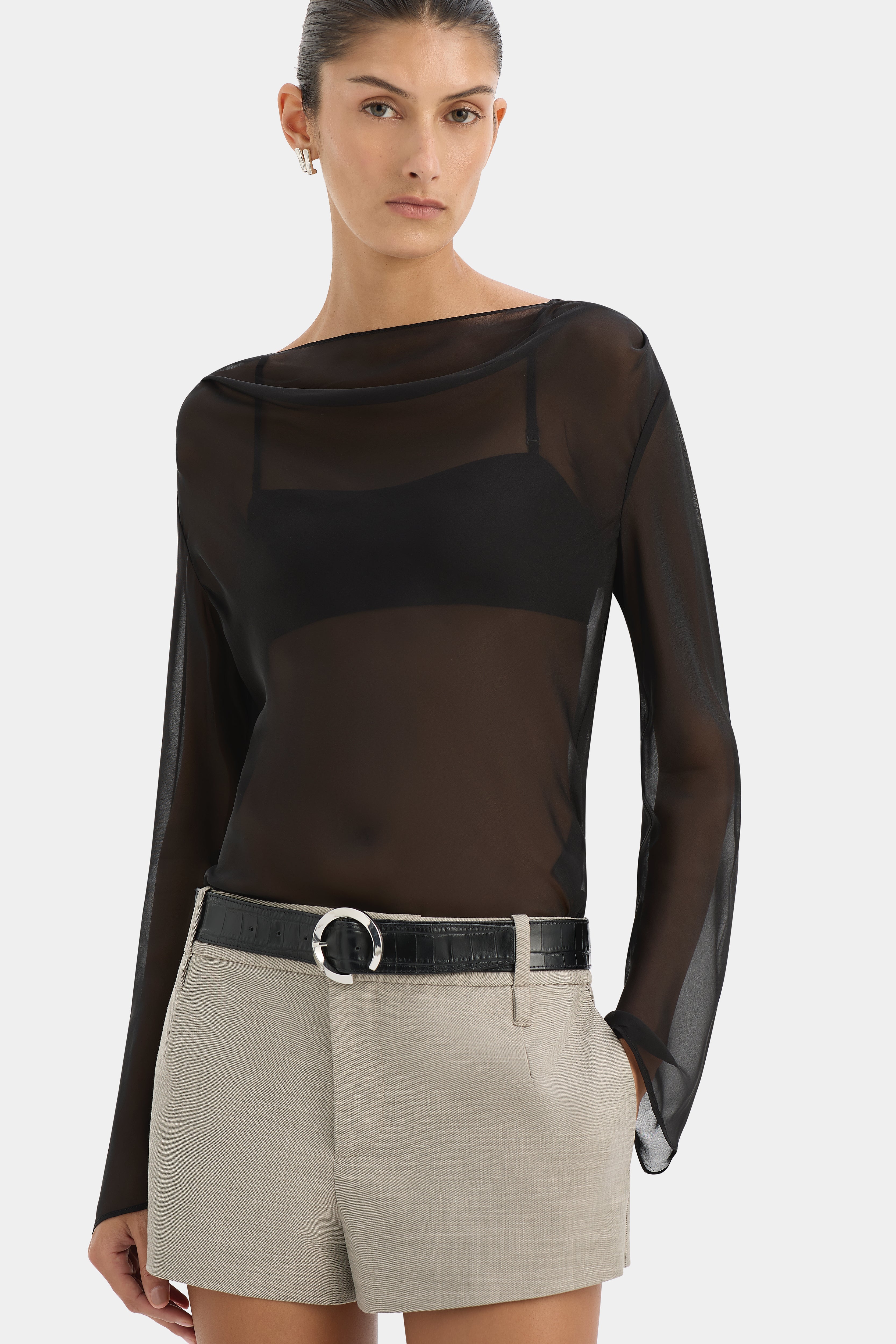 Strobe Long Sleeve Cowl Top