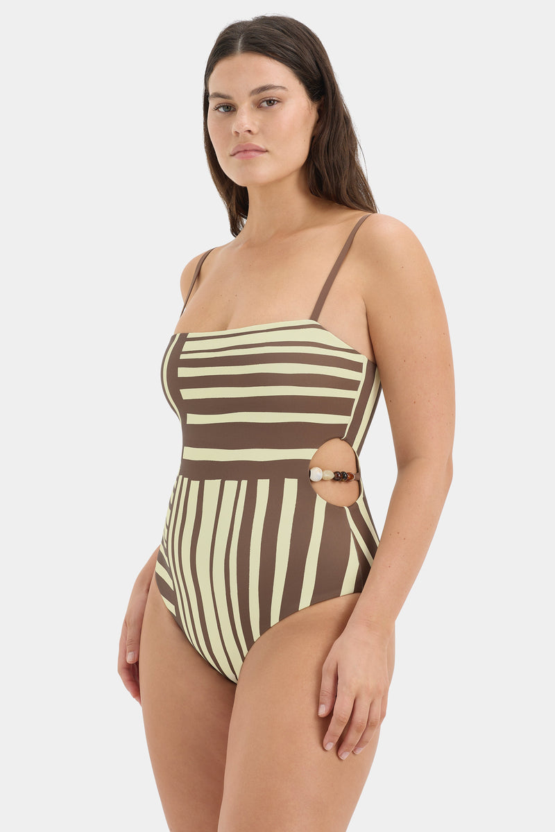 Linocut Beaded One Piece