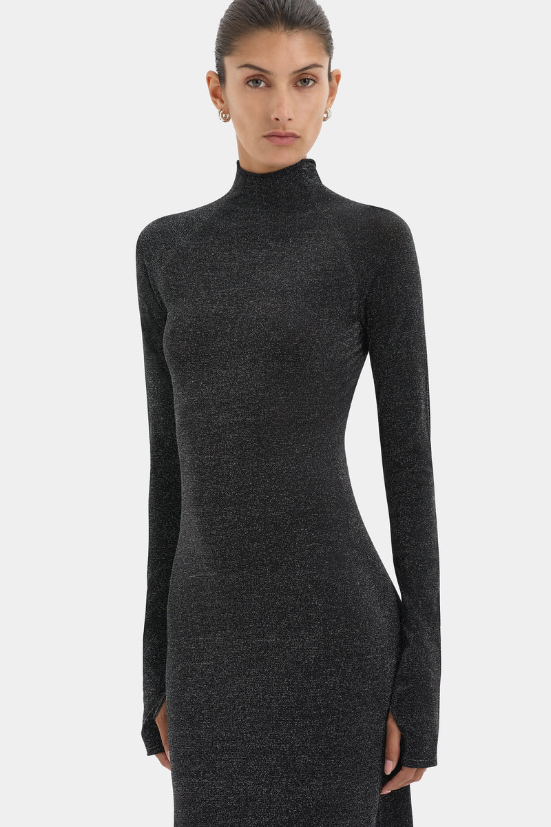 Chiano Metallic Knit Long Sleeve Dress