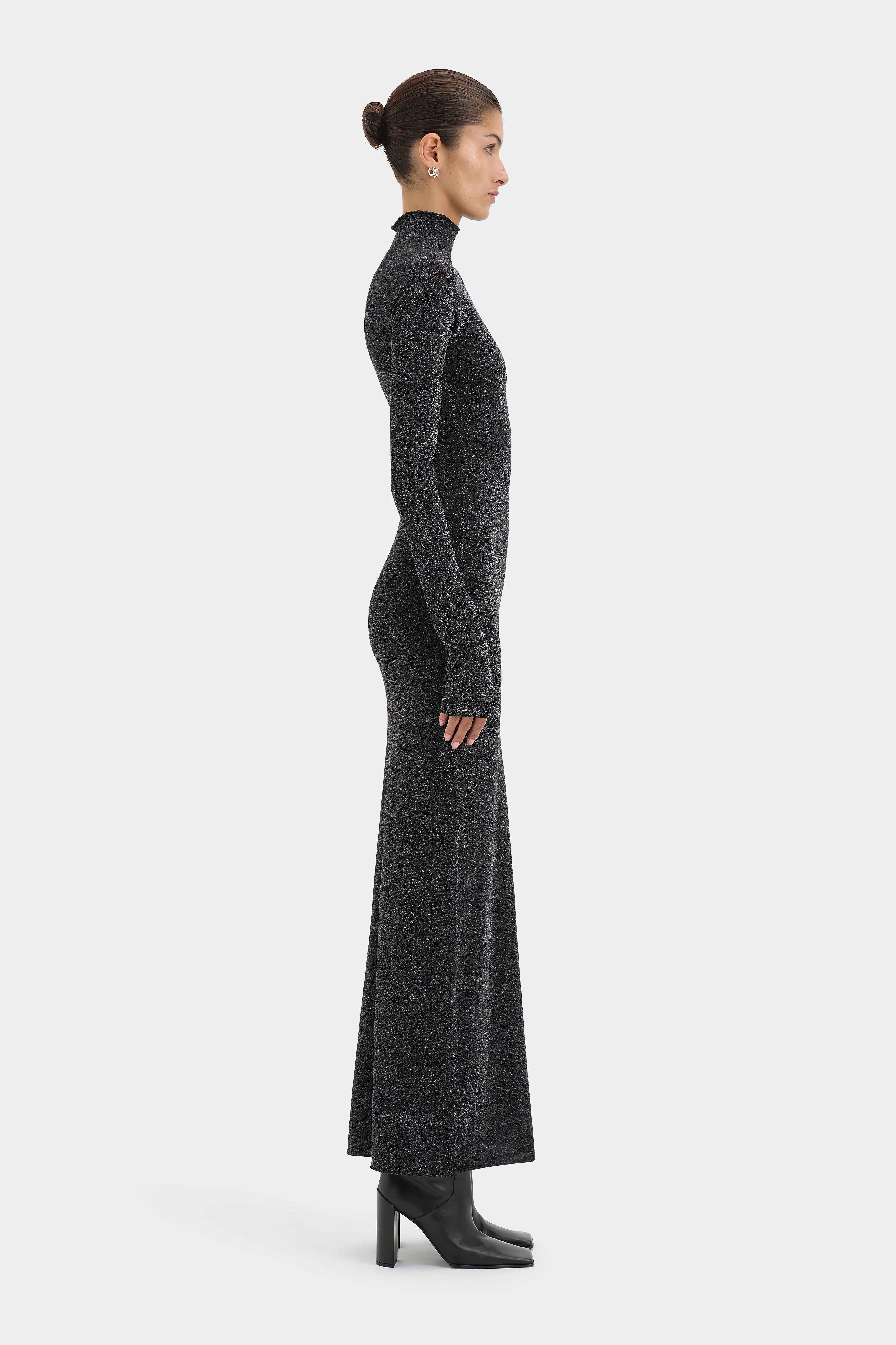 Chiano Metallic Knit Long Sleeve Dress