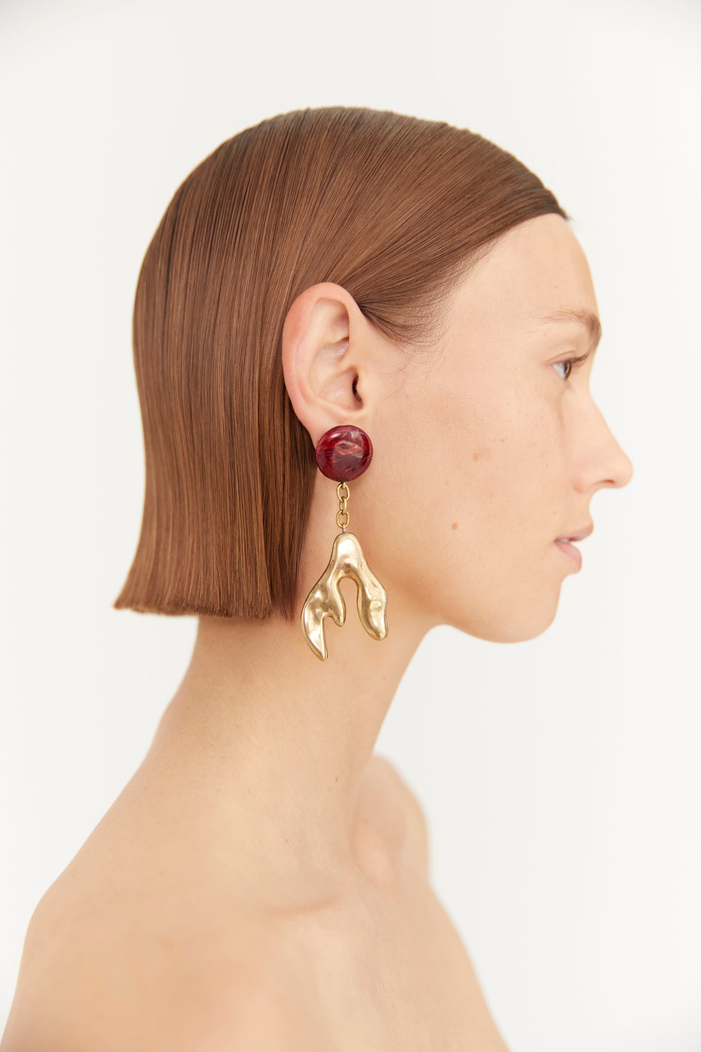 SIR the label Frankie Red Abstract Earring BRASS