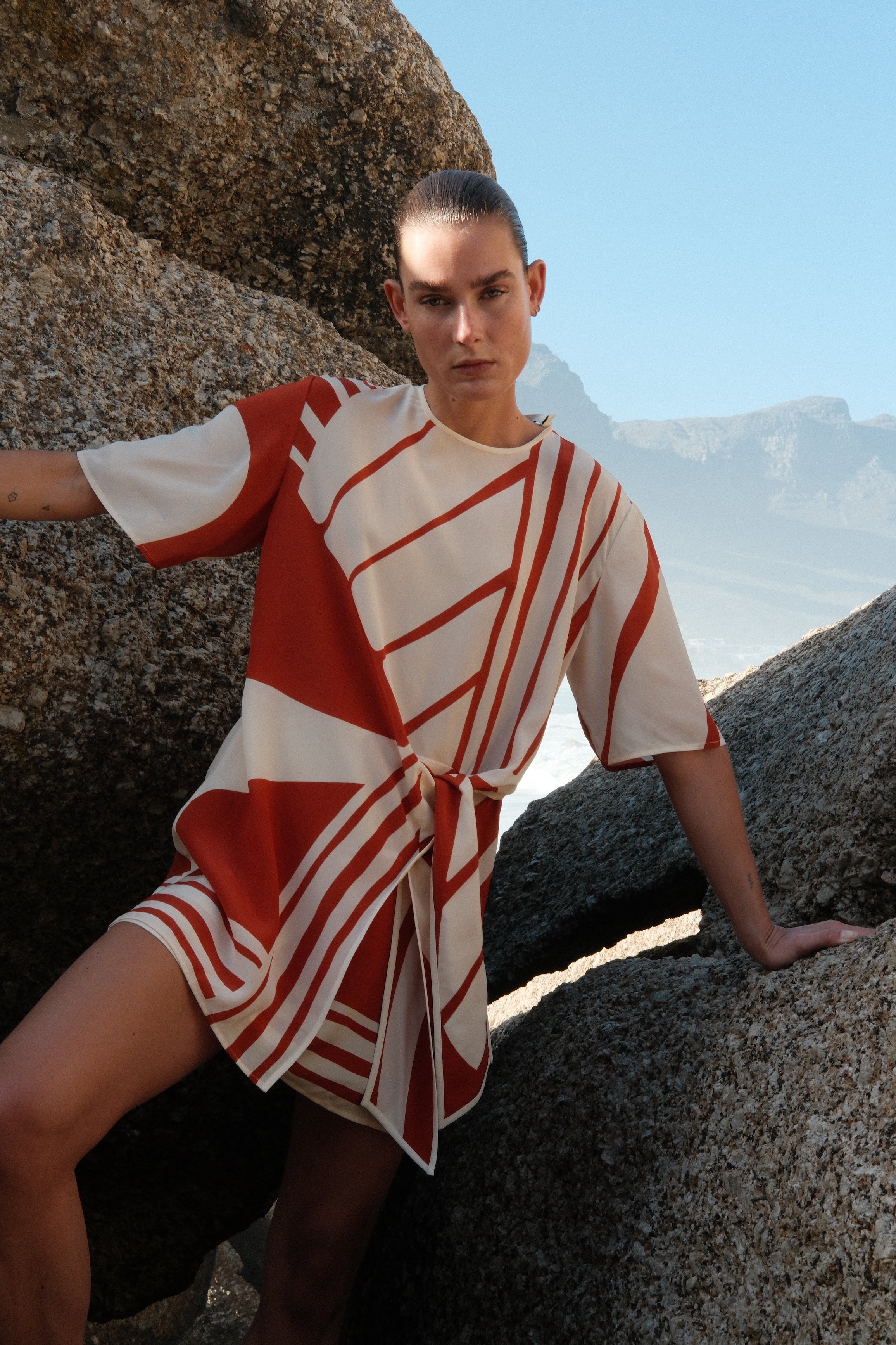 Calla Mini Dress-Hibiscus Stripe - Main Image