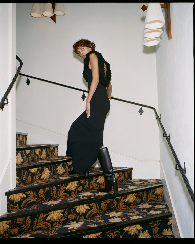 Marcelline Fringe Scoop Back Gown  SIR.