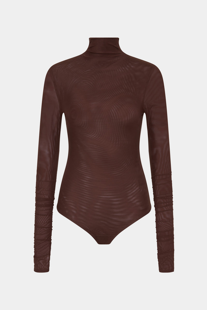 SIR the label Jacques Mesh Bodysuit CHOCOLATE