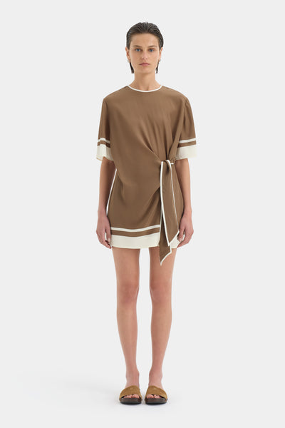Almara Mini Dress | Brown Espresso Stripe | SIR. Almara Mini Dress | Brown Espresso Stripe | SIR.