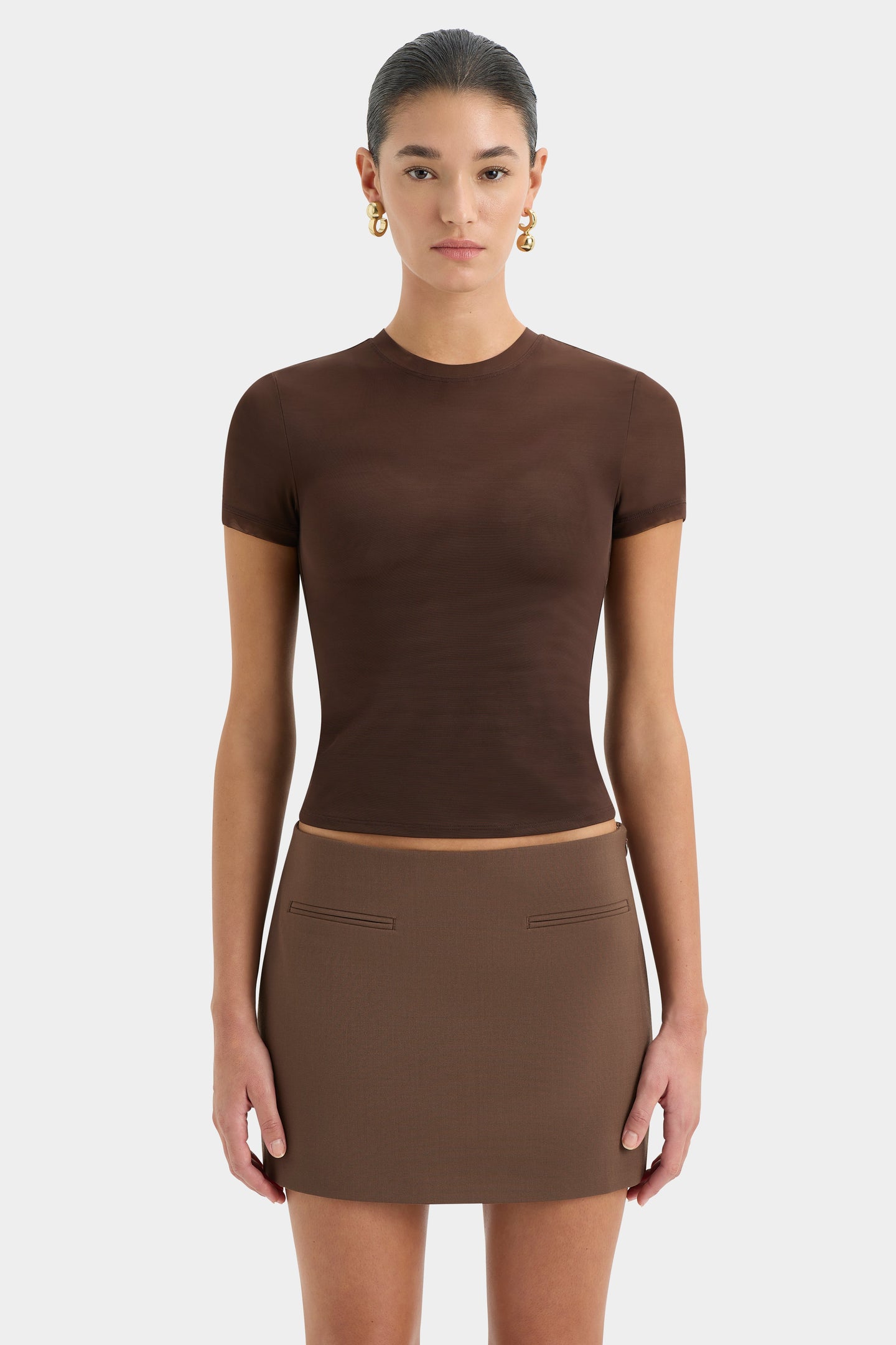 SIR the label Bromley Mini Skirt CHOCOLATE