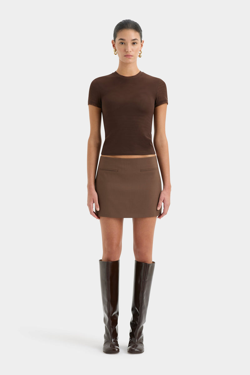 SIR the label Bromley Mini Skirt CHOCOLATE