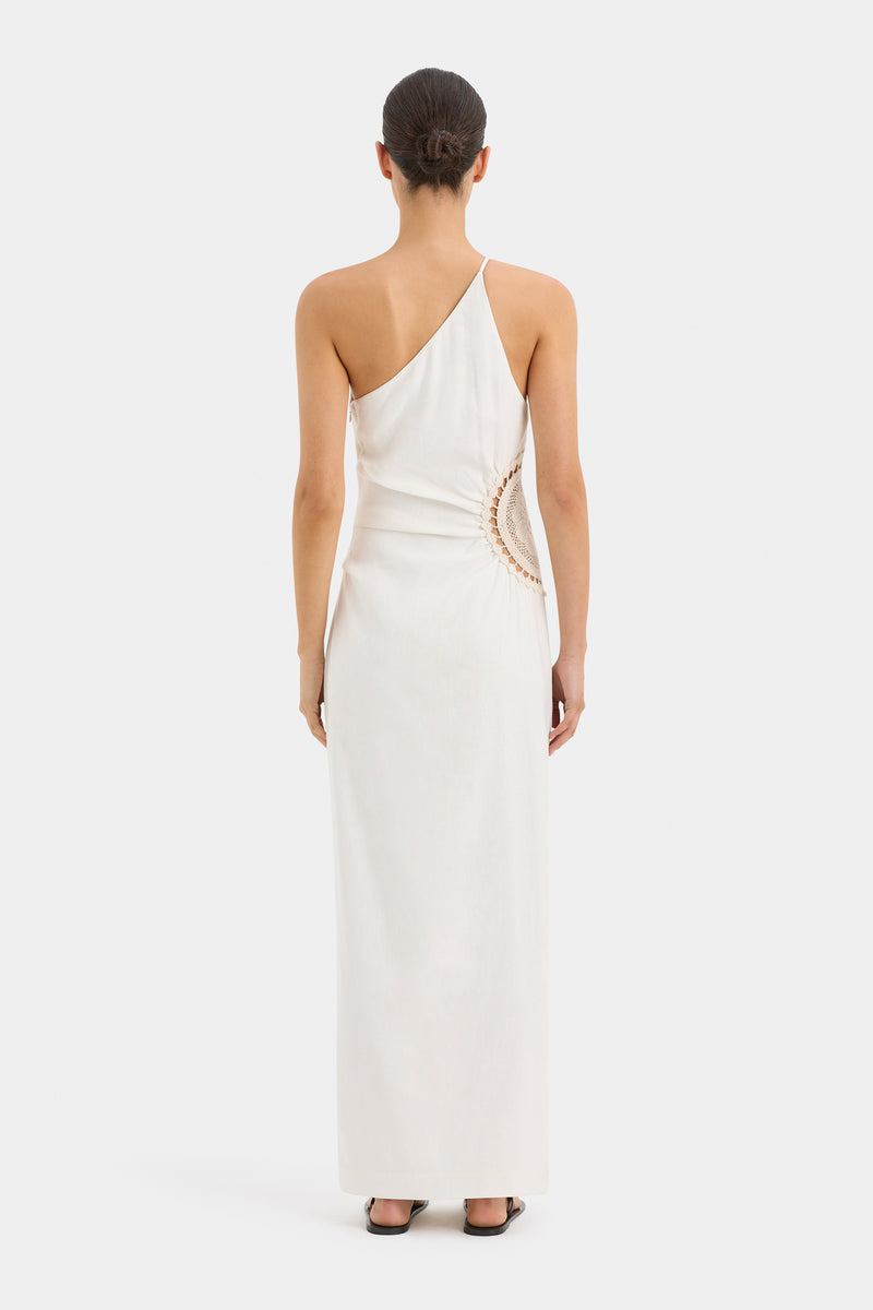 $440 SIR.The Label Women's White Silk Cotton Strapless Maxi Dress Size 0