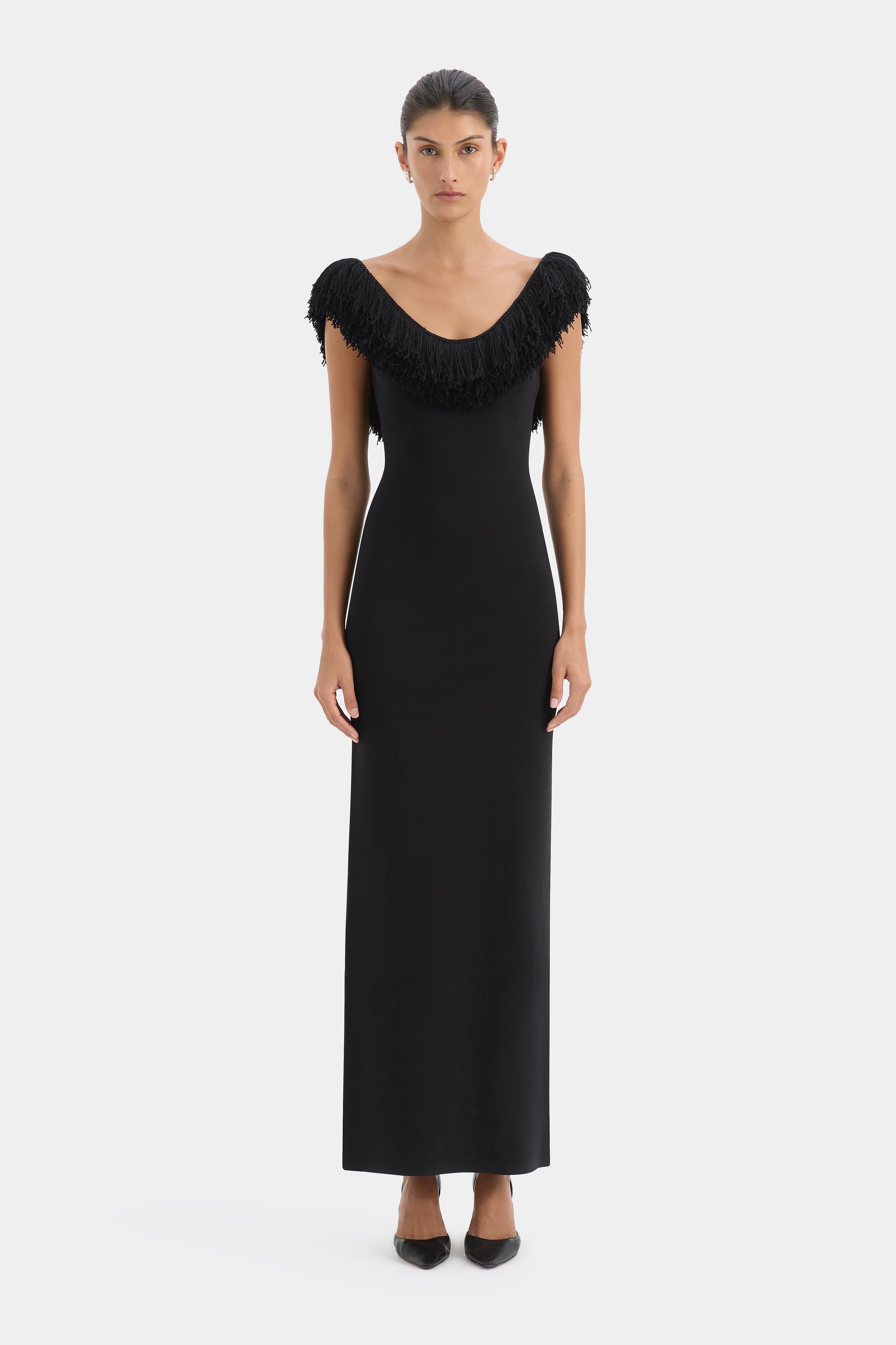 strapless open back dress Marcelline Fringe Scoop Back Gown – SIR