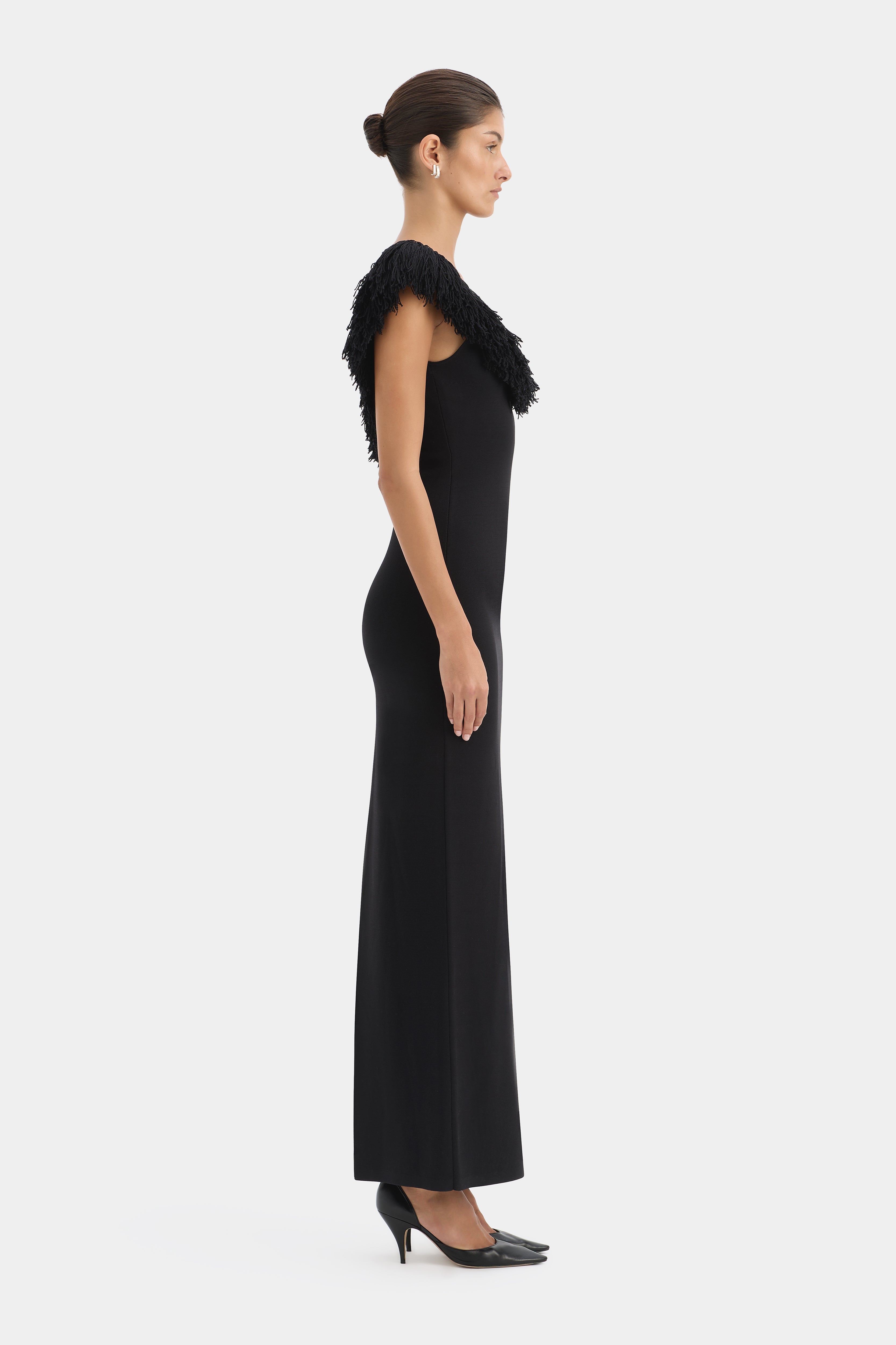 Marcelline Fringe Scoop Back Gown SIR. Marcelline Fringe Scoop Back Gown SIR.