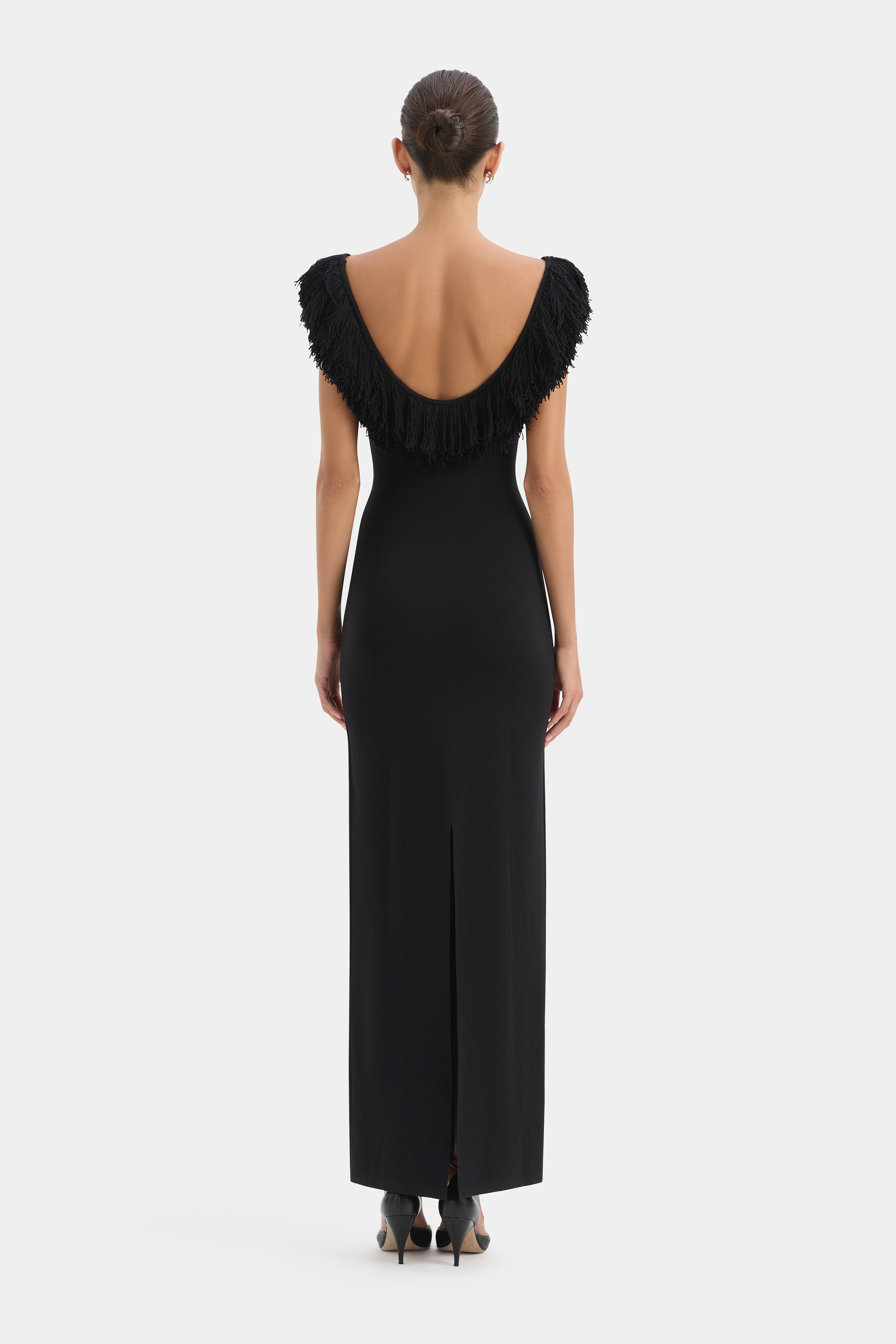 Marcelline Fringe Scoop Back Gown