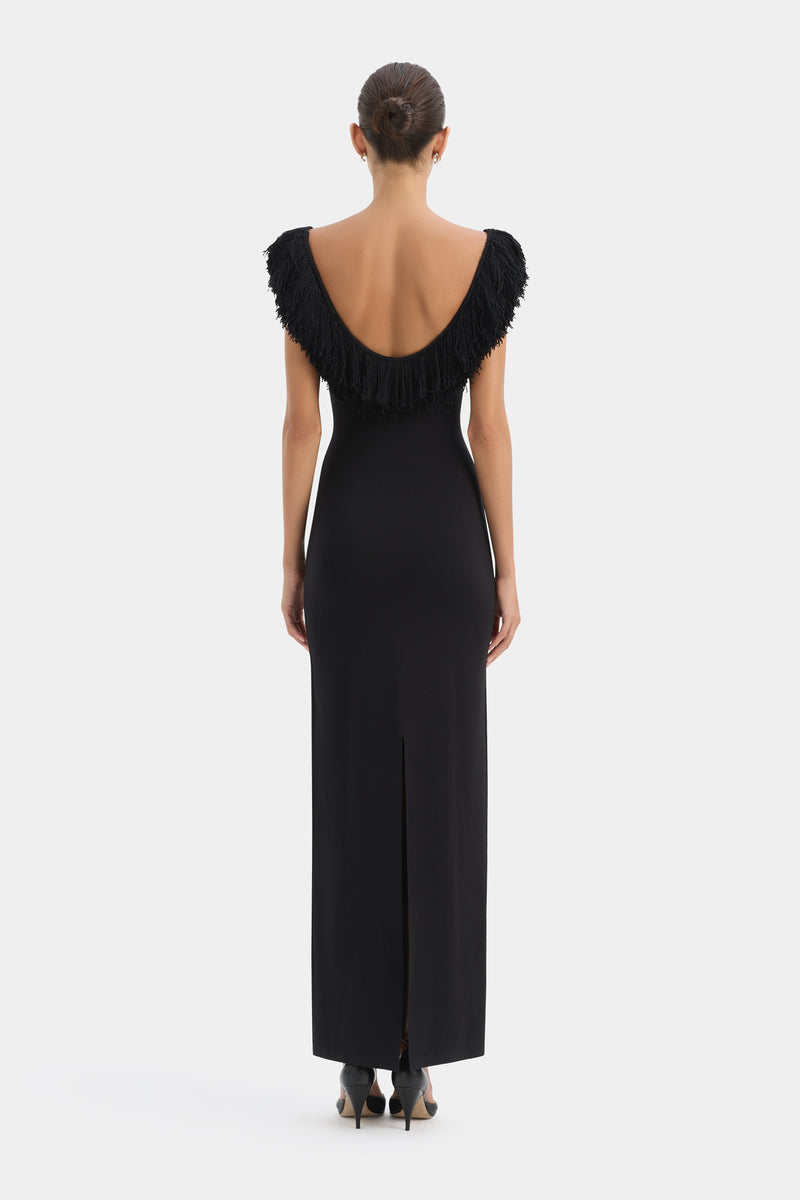 Marcelline Fringe Scoop Back Gown