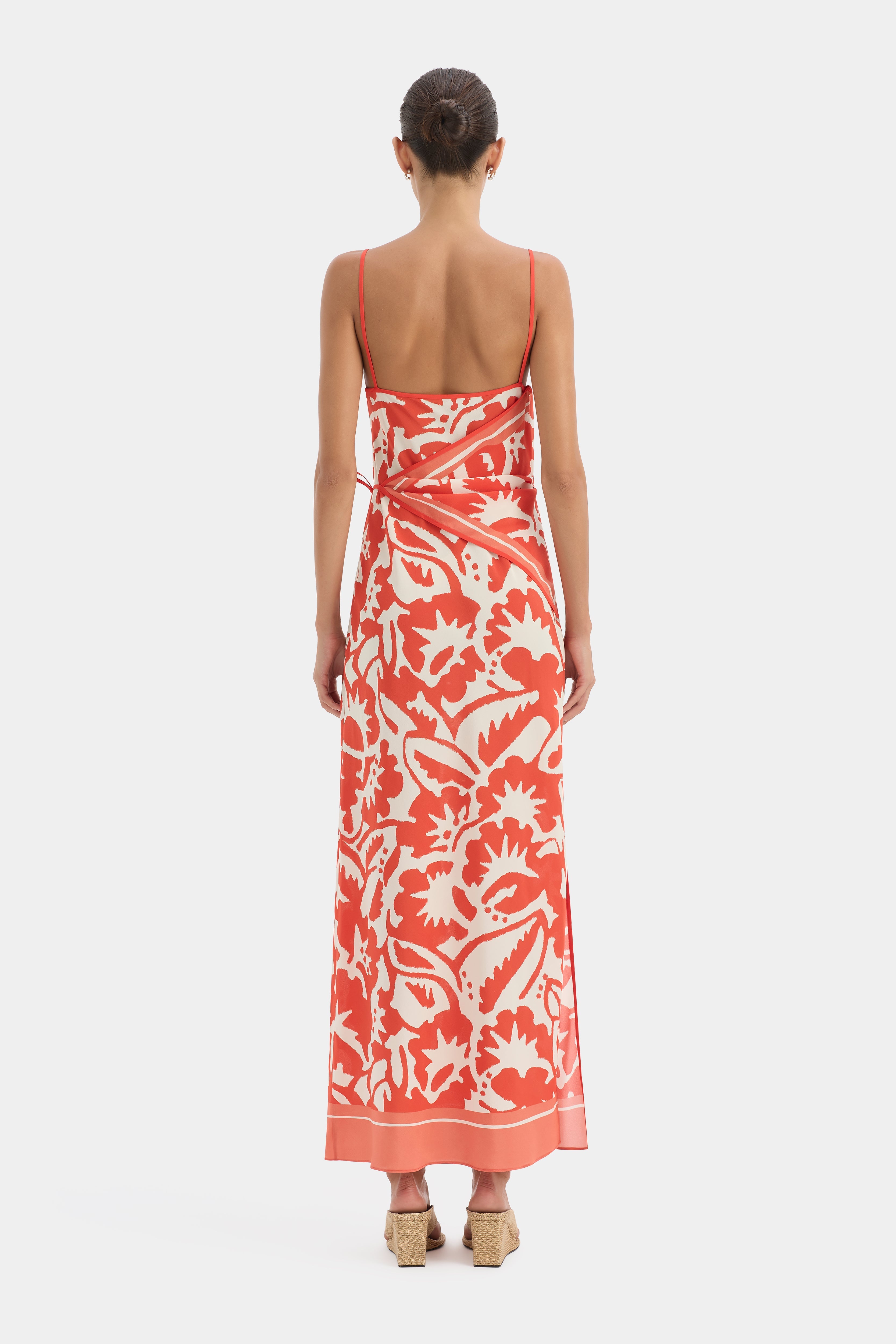 Palmera Scarf Maxi Dress | Vacanza Red Floral Silk