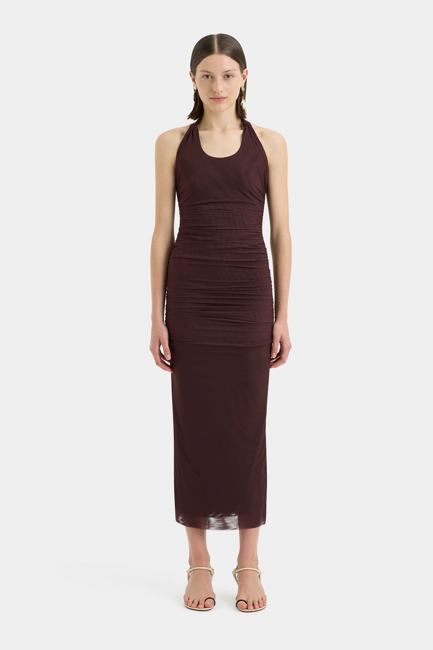 SIR the label Jacques Knot Midi Dress CHOCOLATE