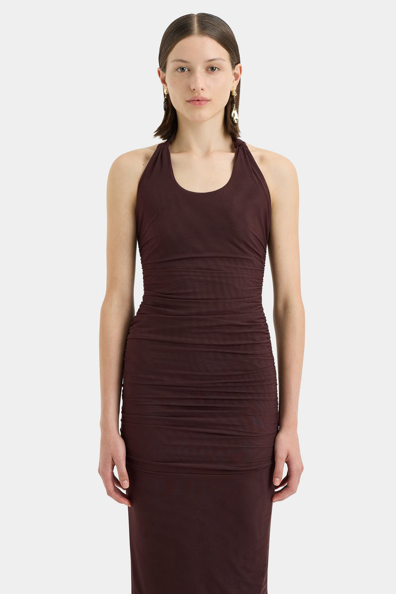 SIR the label Jacques Knot Midi Dress CHOCOLATE