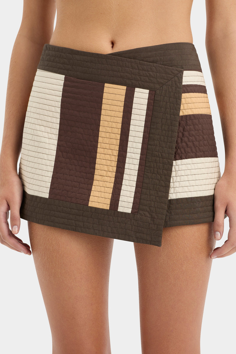 SIR the label Savanna Wrap Mini Skirt CANTINA STRIPE