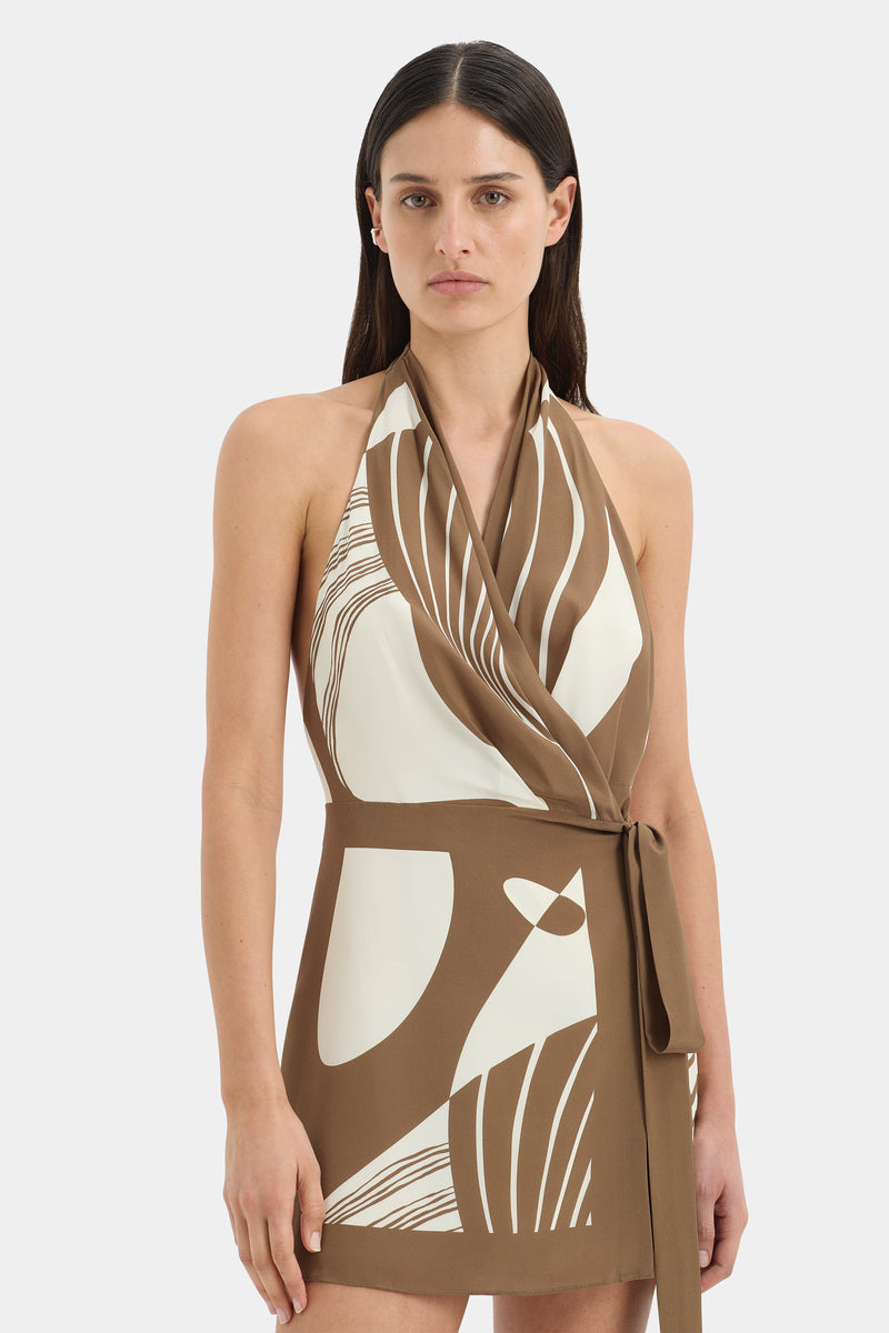 Almara Wrap Halter Mini Dress