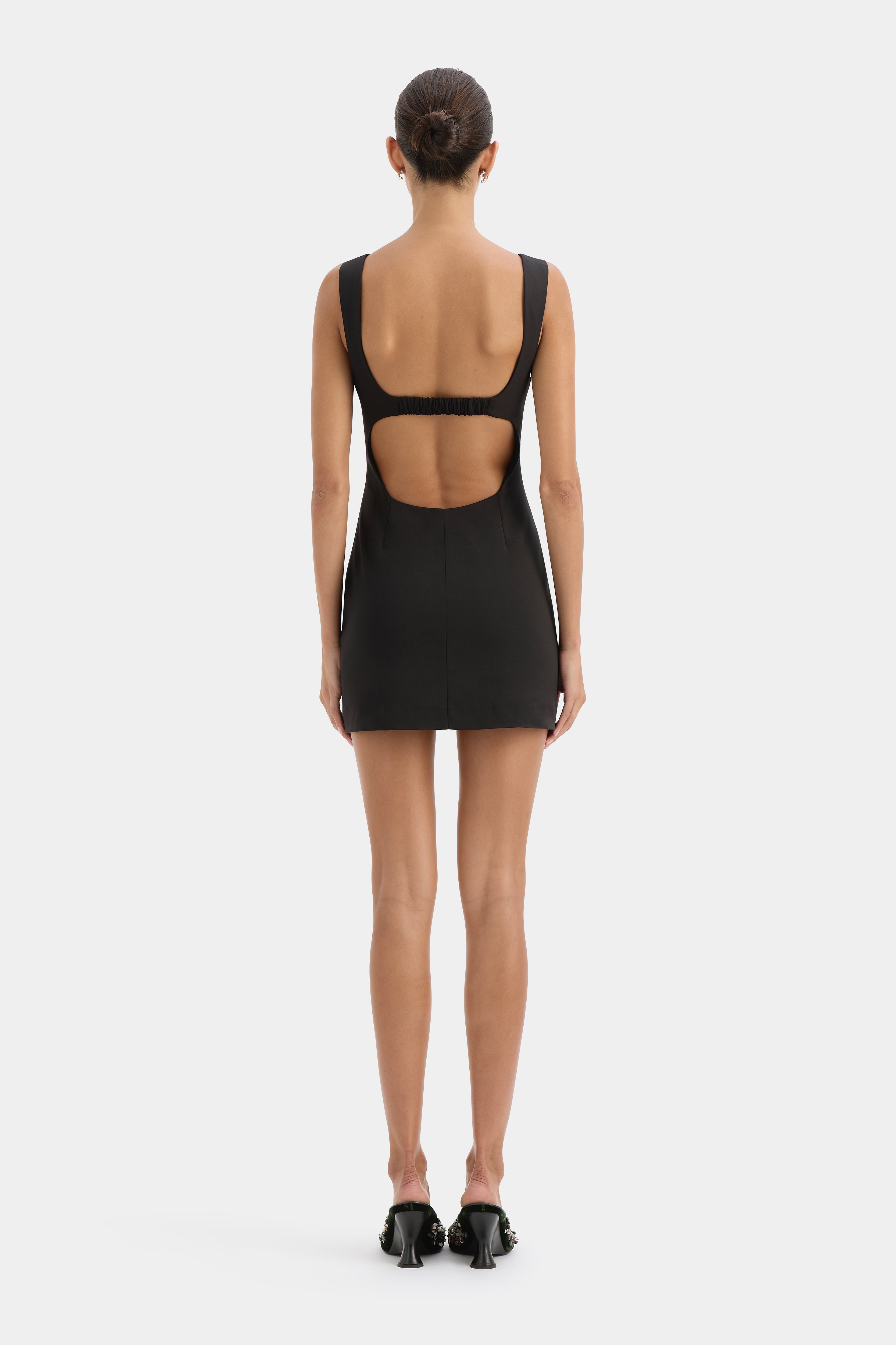Alizee Structured Mini Dress | Black Recycled Suiting