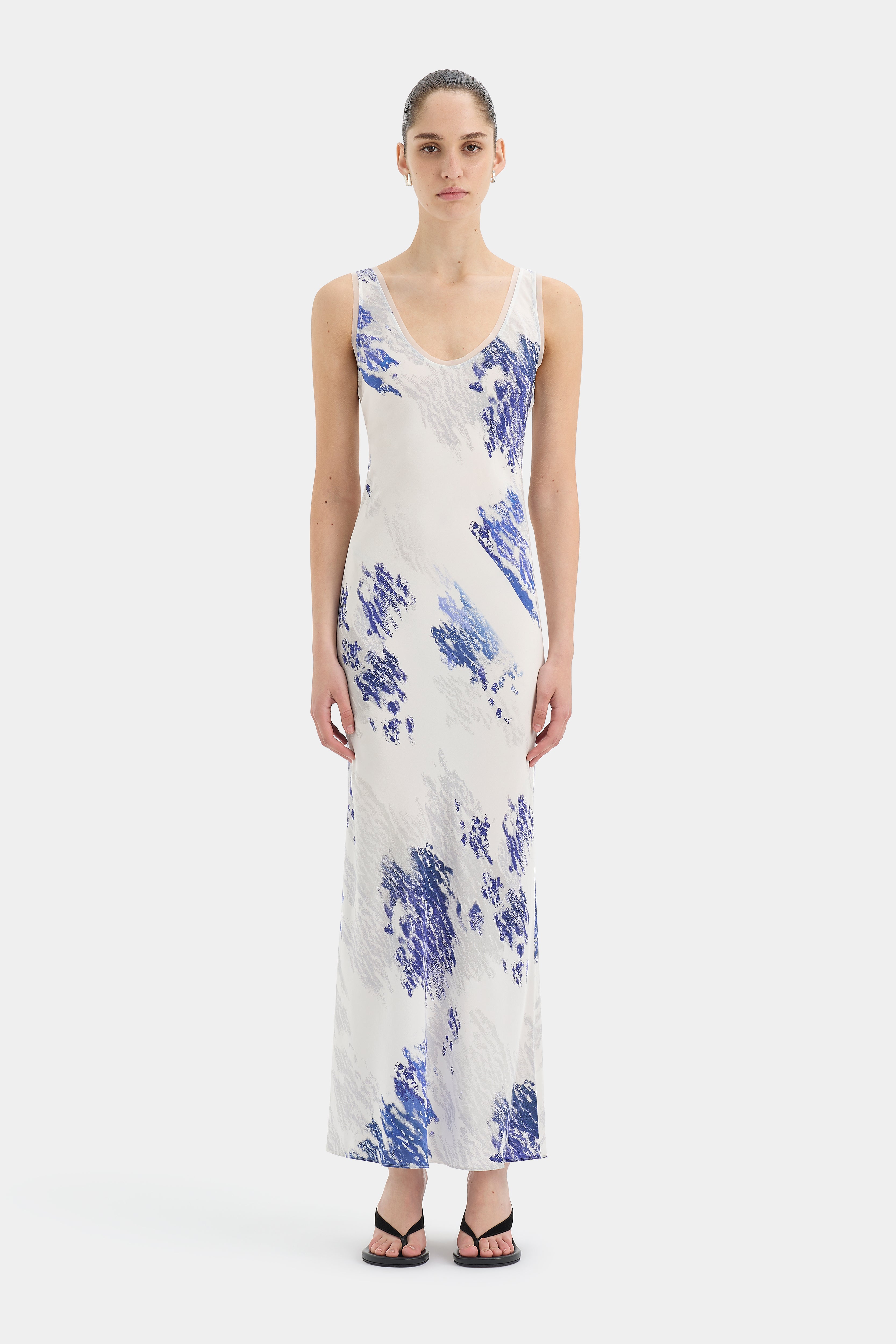 Sofia Slip Dress | White & Blue Nuvola Print