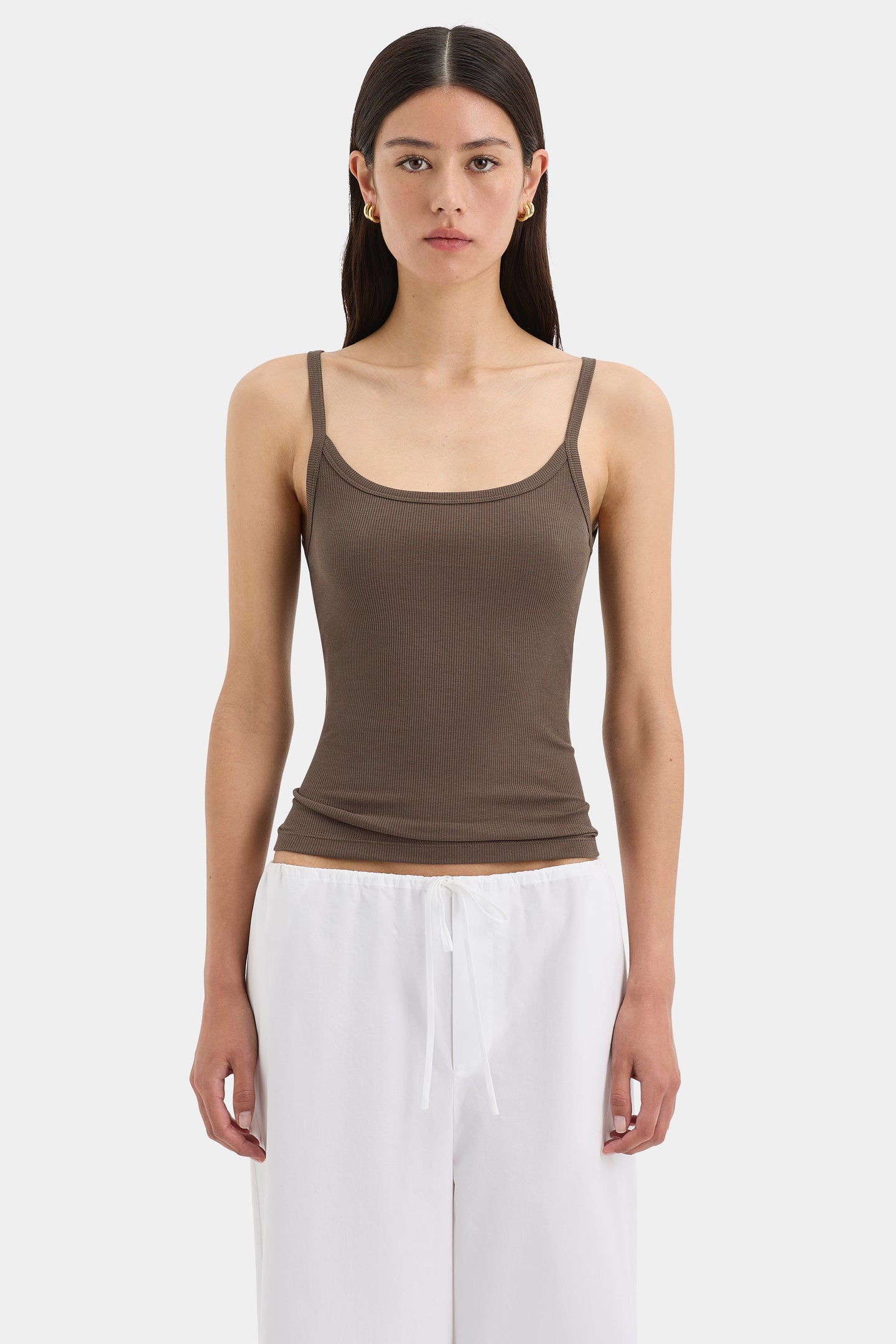 SIR the label Liana Scoop Tank Dark Khaki