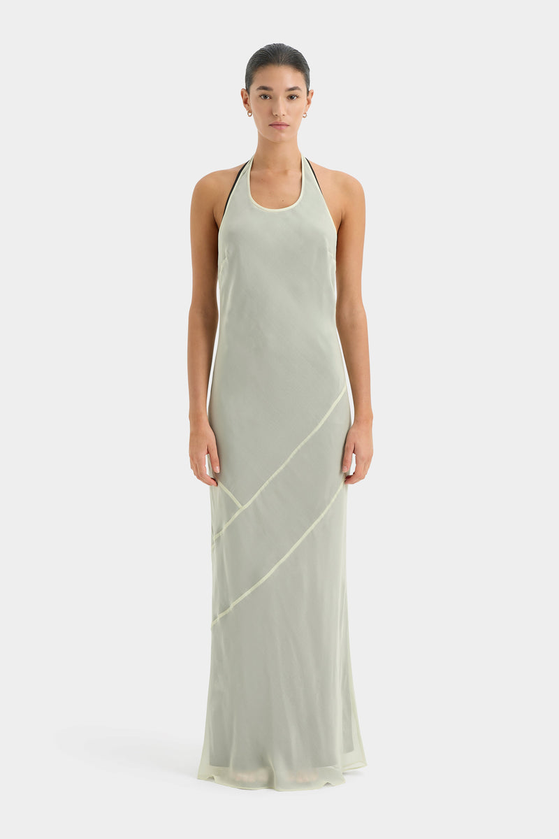 SIR the label Strobe Halter Dress LIGHT SAGE