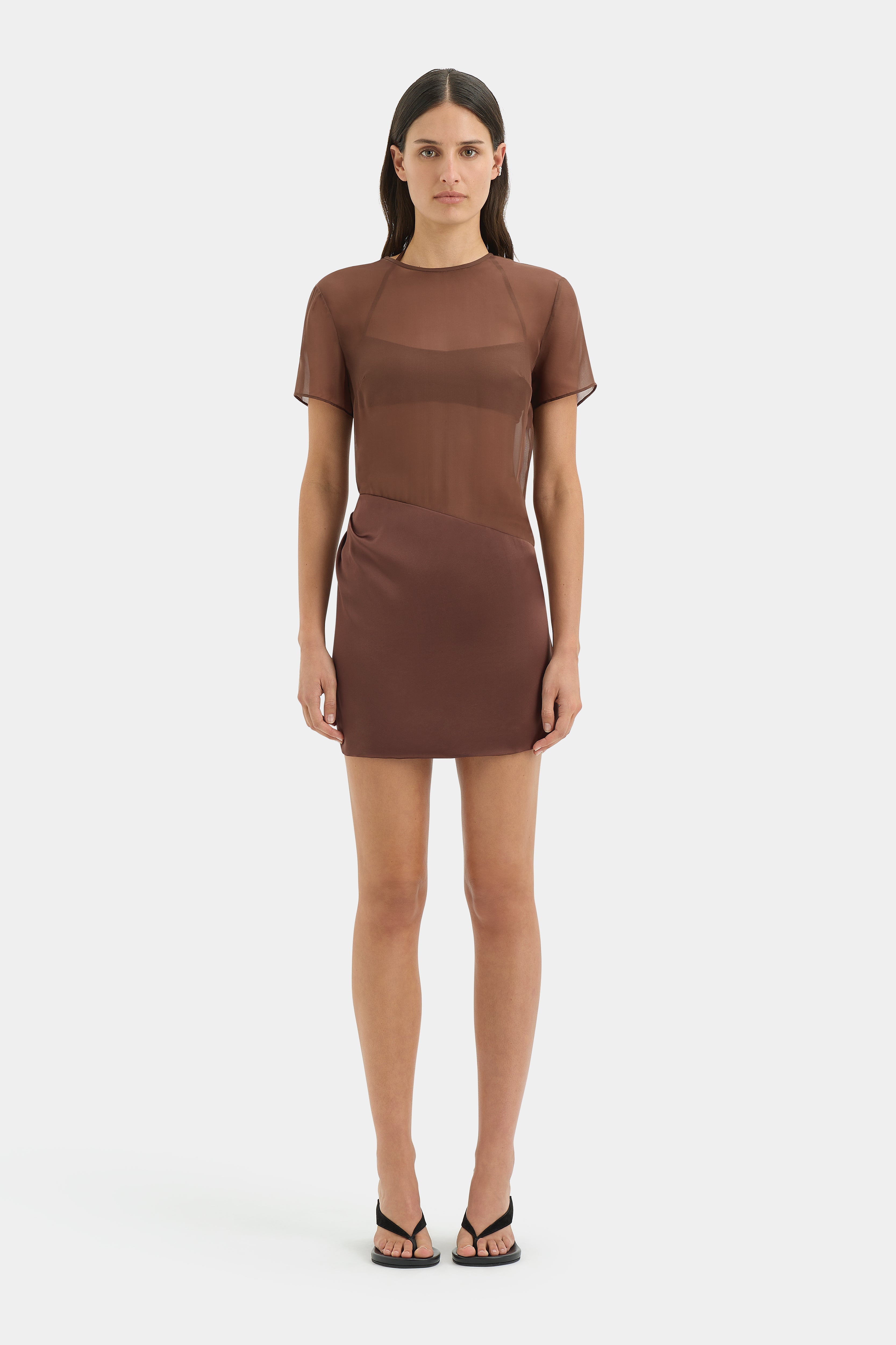 Luca Mini Dress | Brown Chestnut | SIR. Luca Mini Dress | Brown Chestnut | SIR.