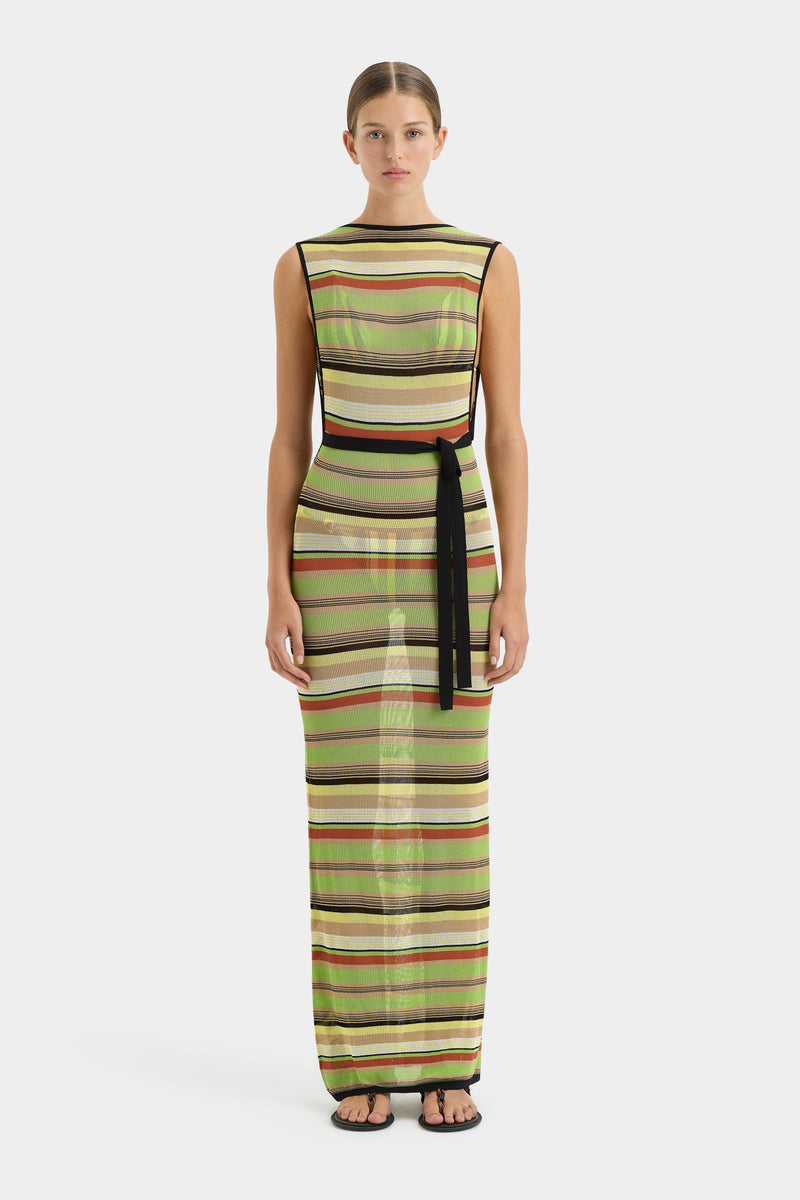 SIR the label Coastline Tie Dress PALM STRIPE