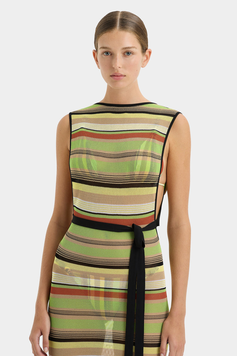 SIR the label Coastline Tie Dress PALM STRIPE