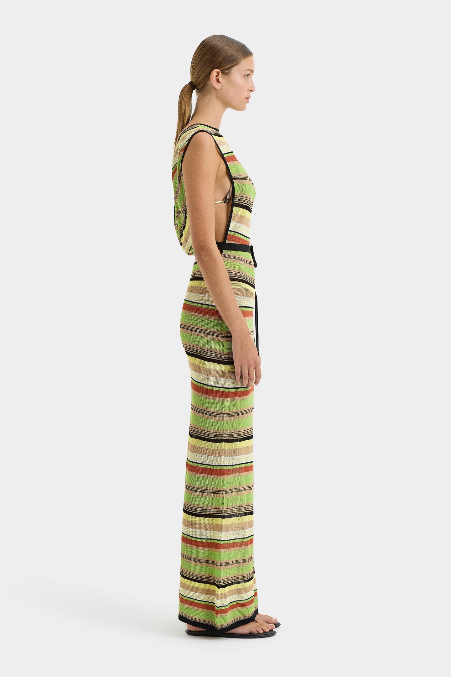 SIR the label Coastline Tie Dress PALM STRIPE