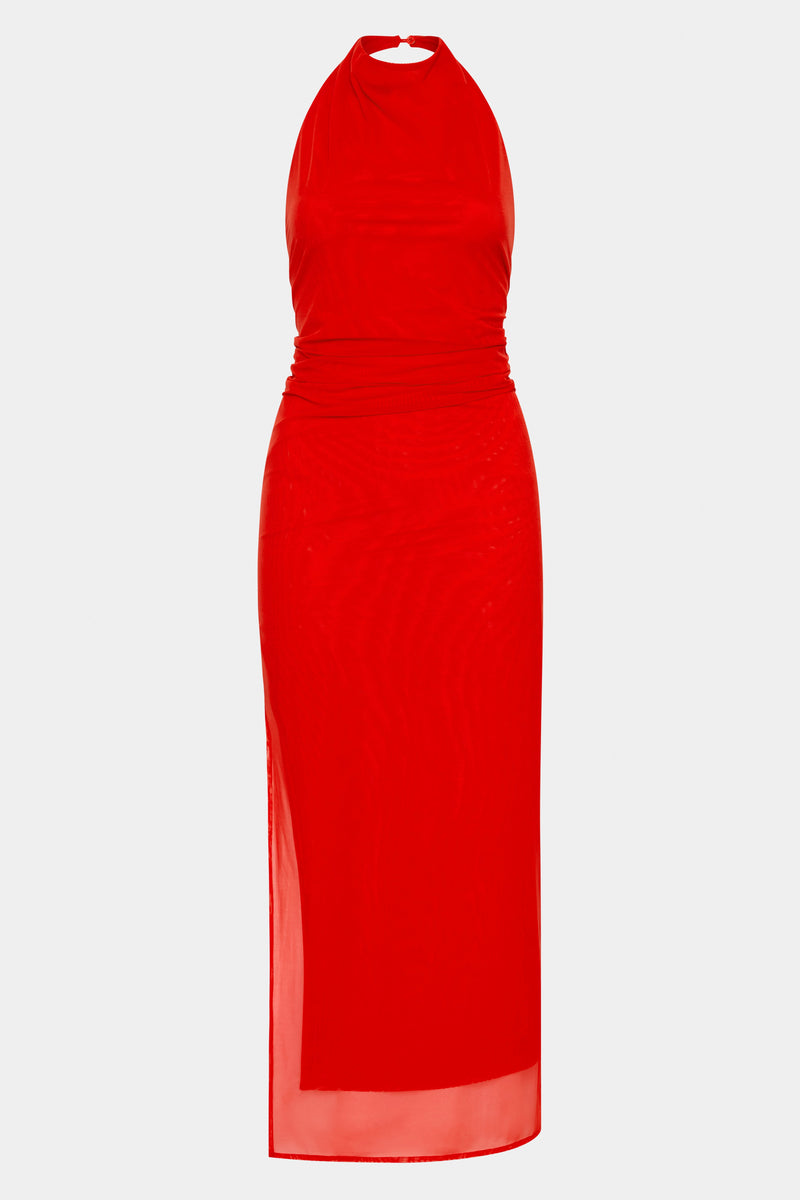 Jacques Mesh Halter Midi Dress