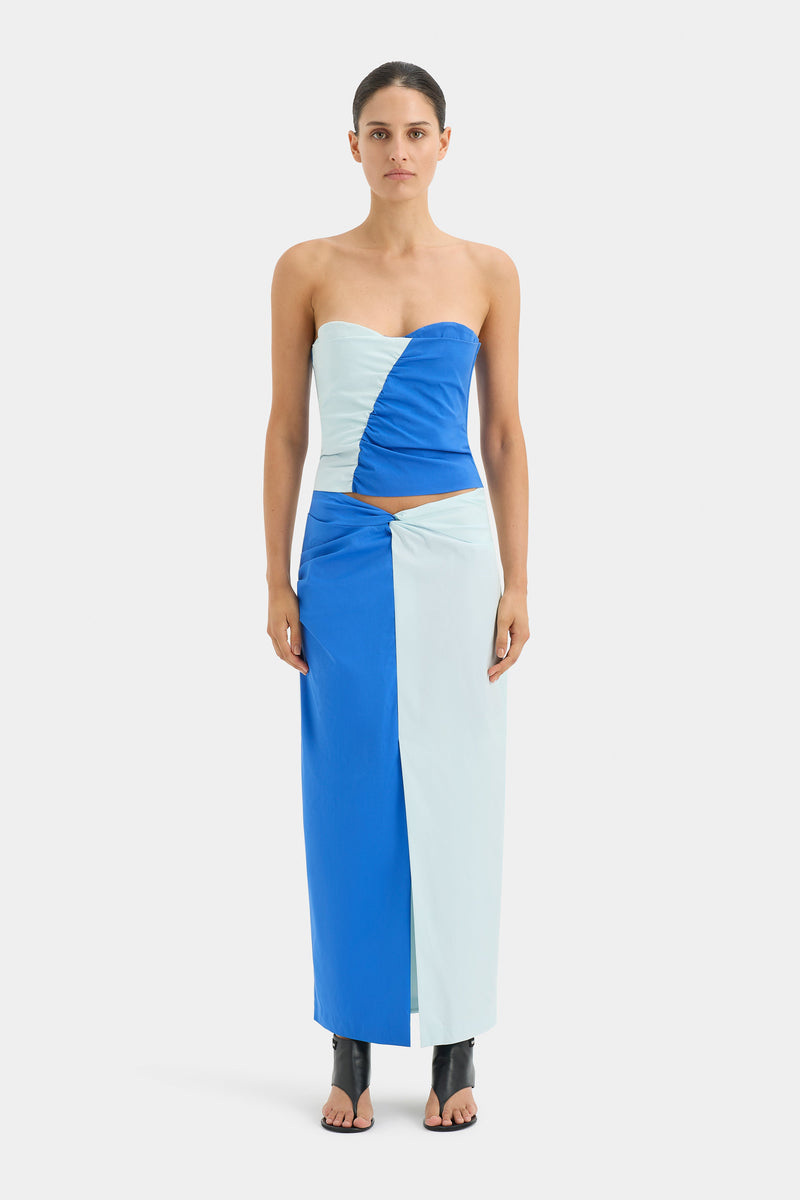 SIR the label Azul Twist Midi Skirt ICE BLUE/COBALT