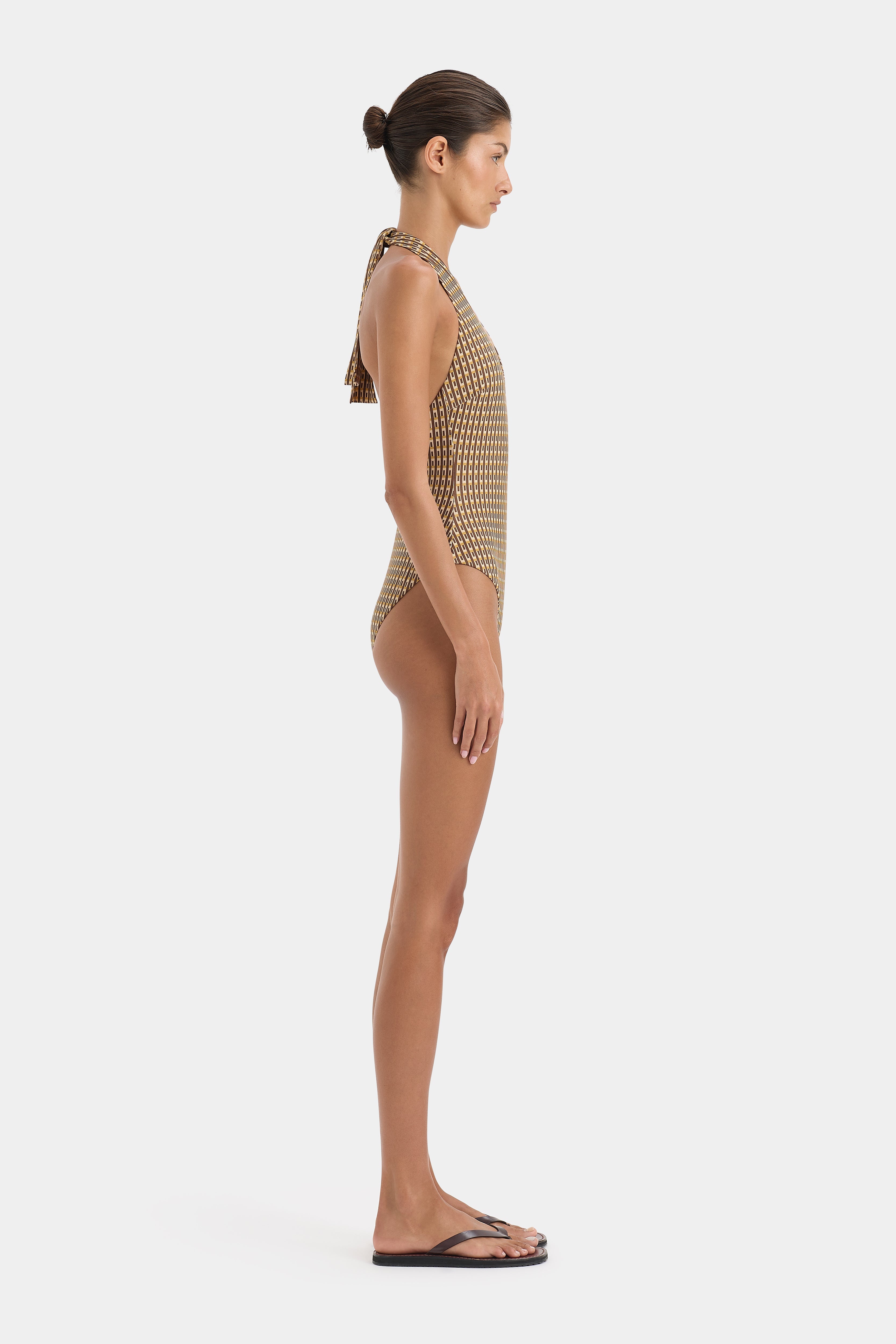 Cooper Tie One Piece | Linnea Geometric Print Scuba Lycra | SIR.