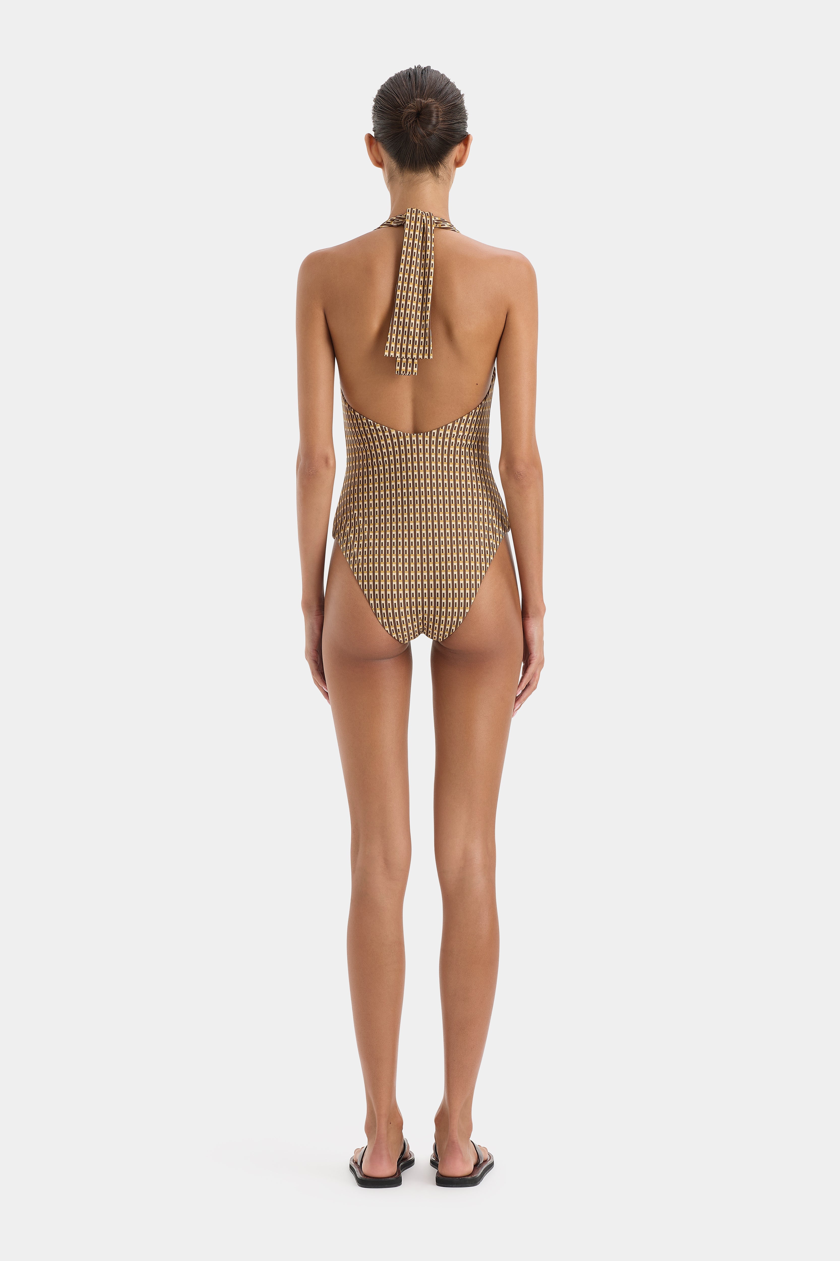 Cooper Tie One Piece | Linnea Geometric Print Scuba Lycra | SIR.