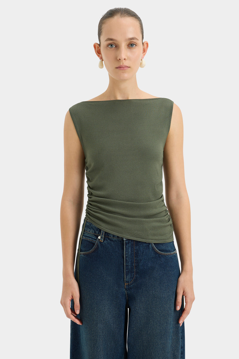 SIR the label Yolanda Ruched Tank KHAKI