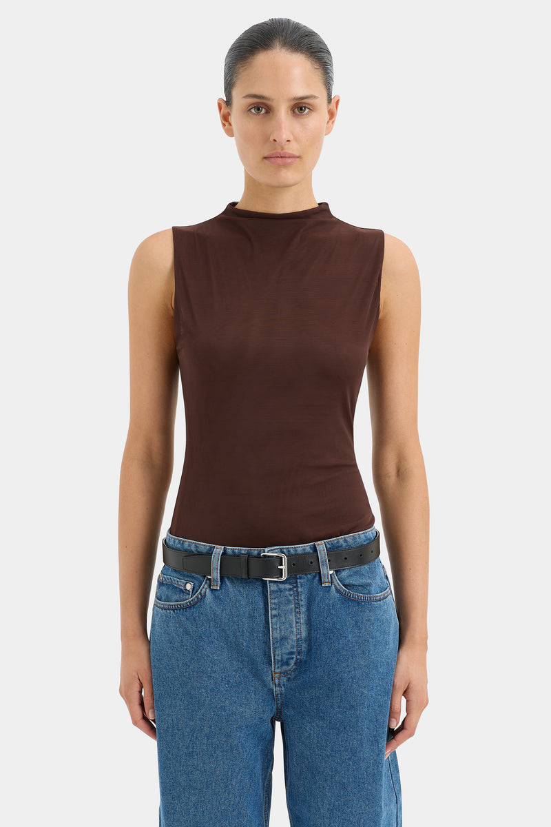 SIR the label Jacques Mesh Tank Chocolate