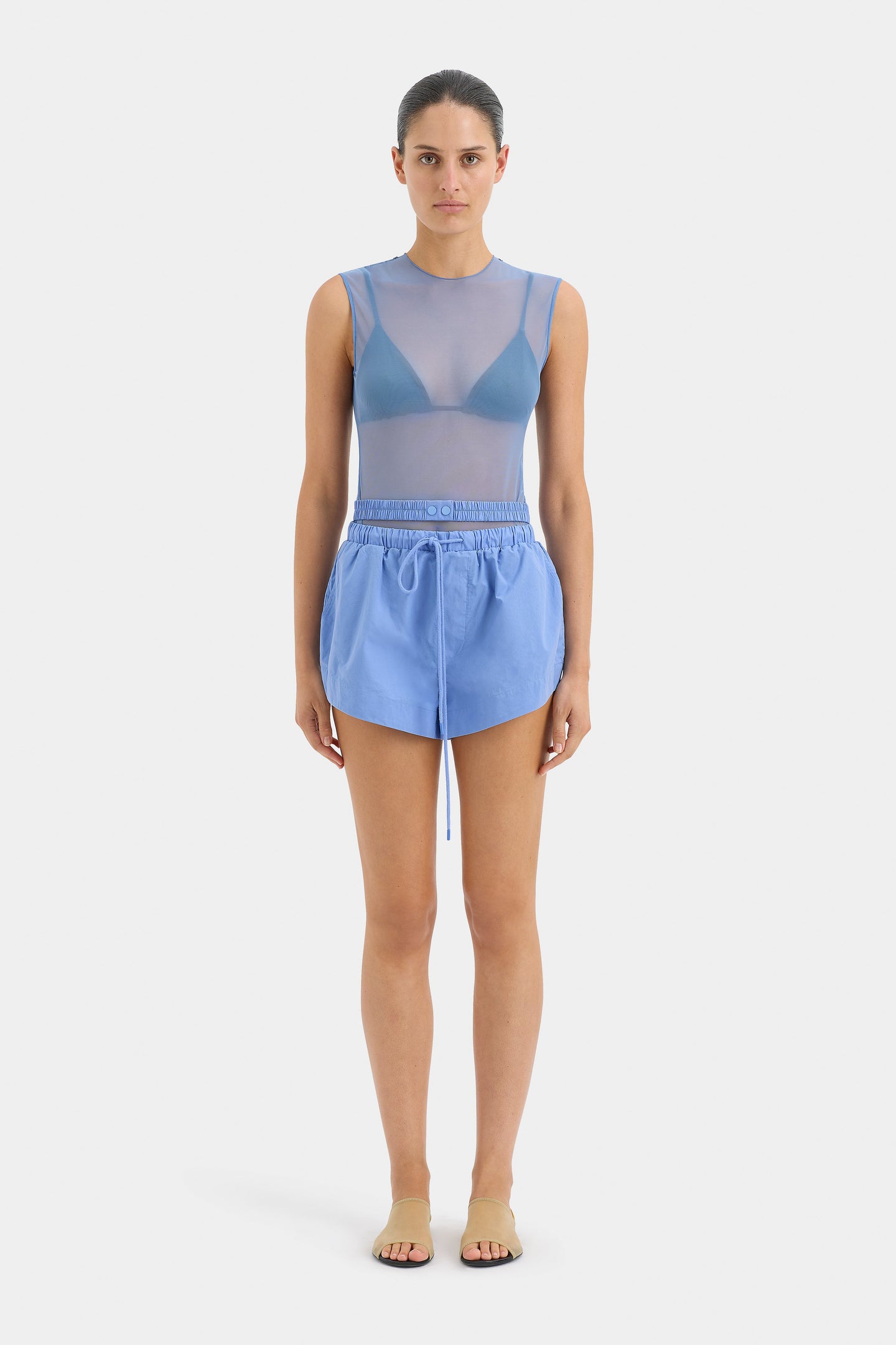 SIR the label Jacques Mesh Panelled Top Ultramarine
