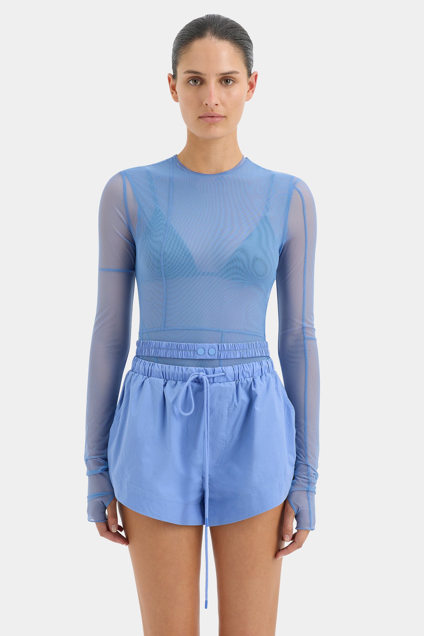 SIR the label Jacques Mesh Panelled Top Ultramarine