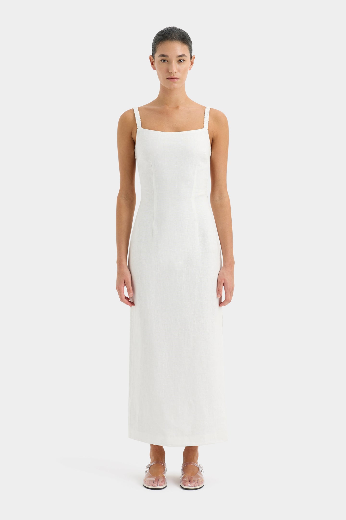 SIR the label Primrose Ruched Midi Dress IVORY