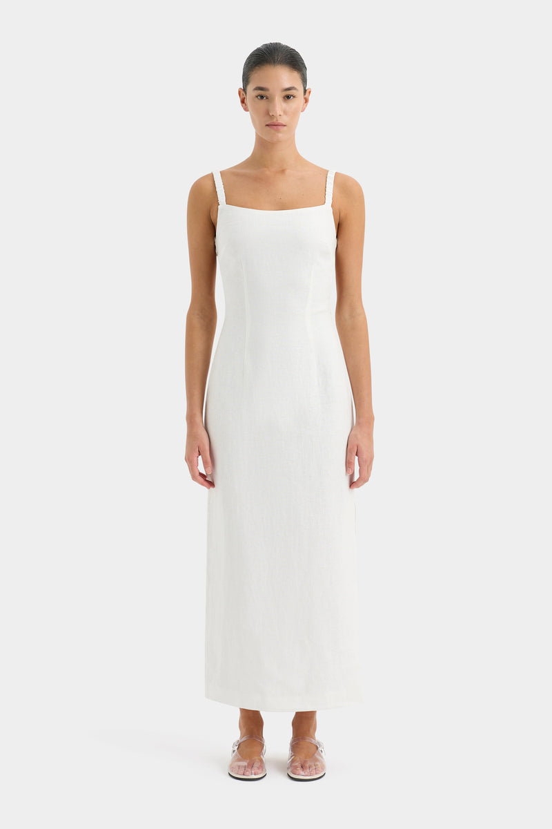 SIR the label Primrose Ruched Midi Dress IVORY