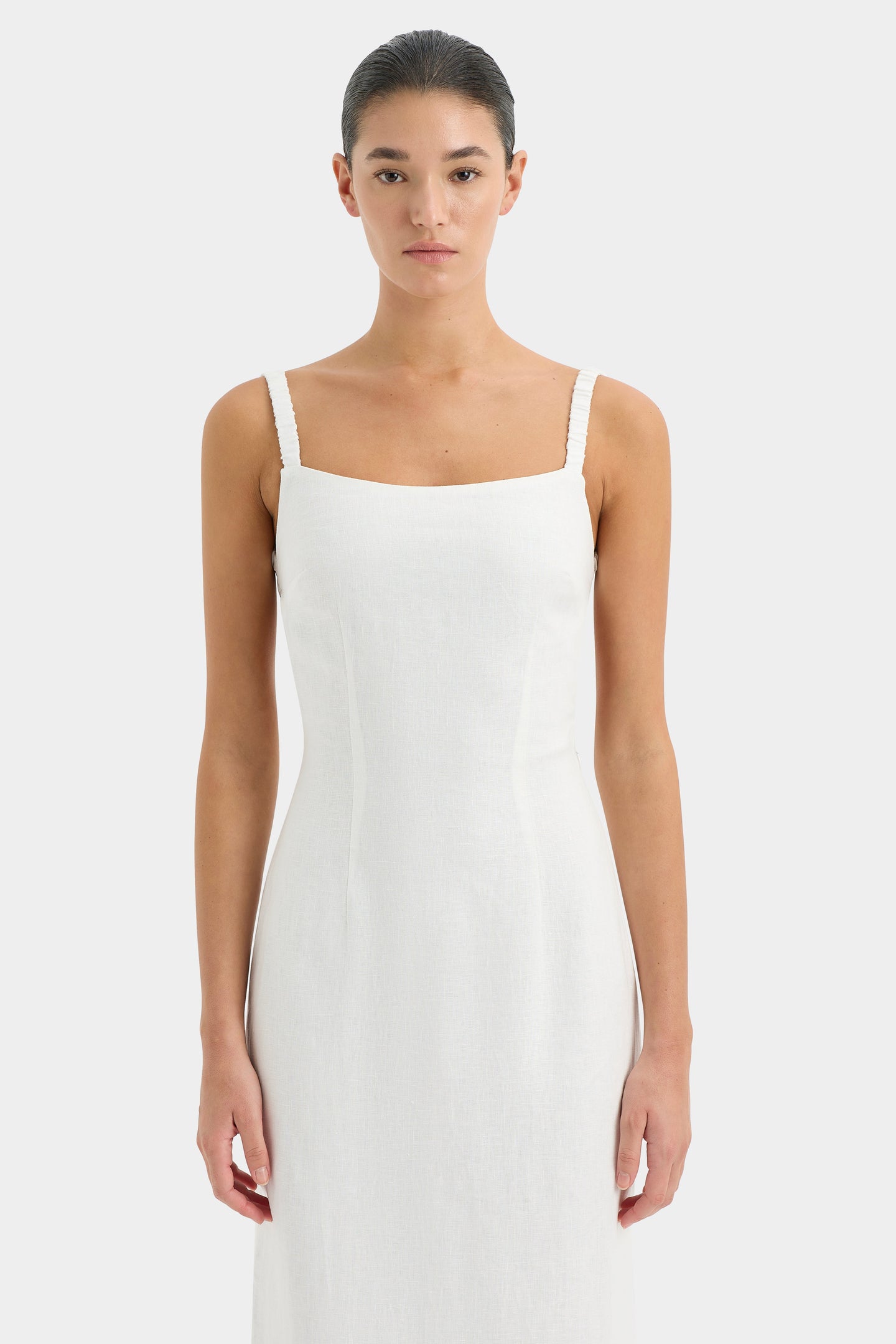 SIR the label Primrose Ruched Midi Dress IVORY