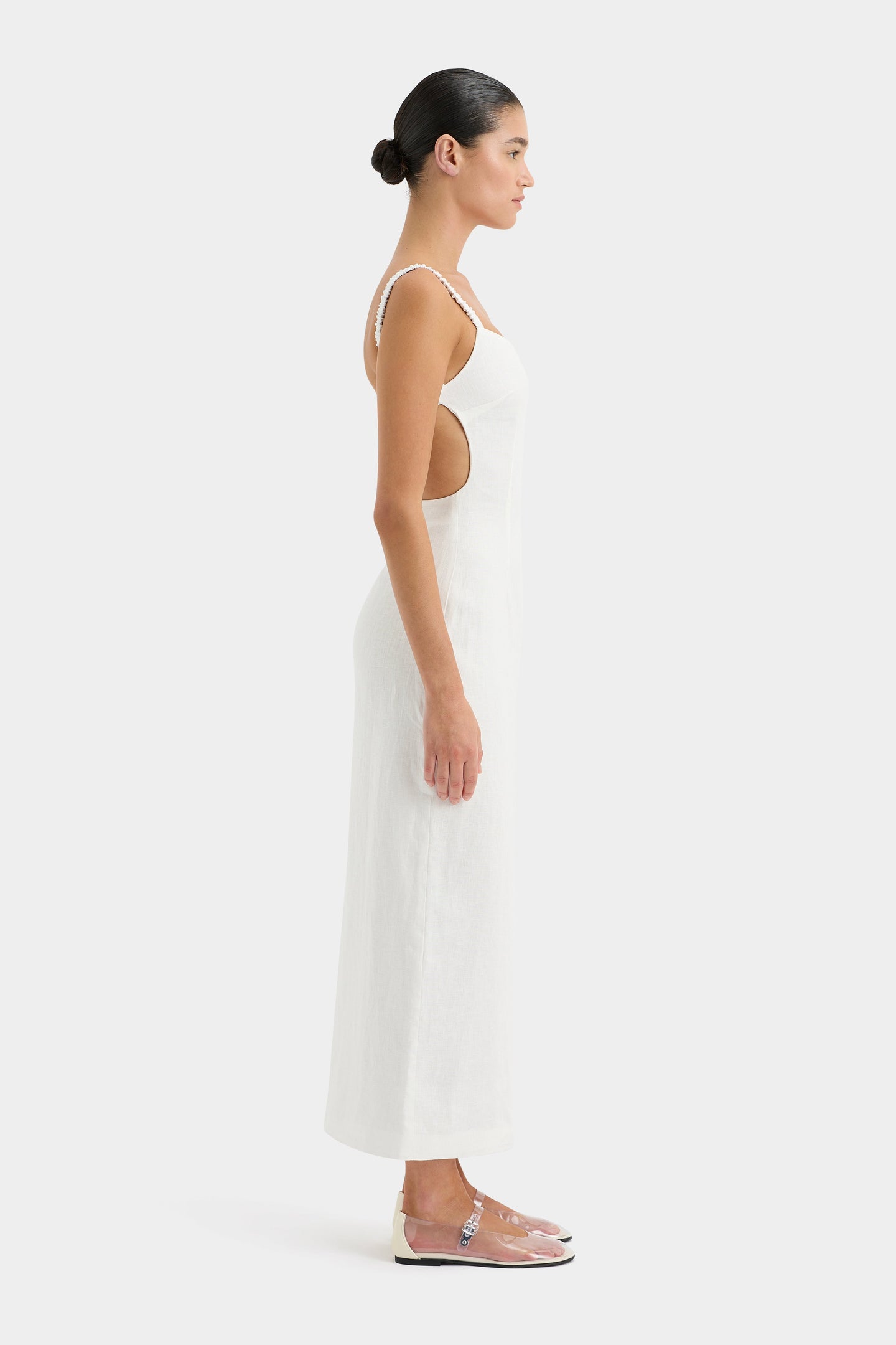 SIR the label Primrose Ruched Midi Dress IVORY