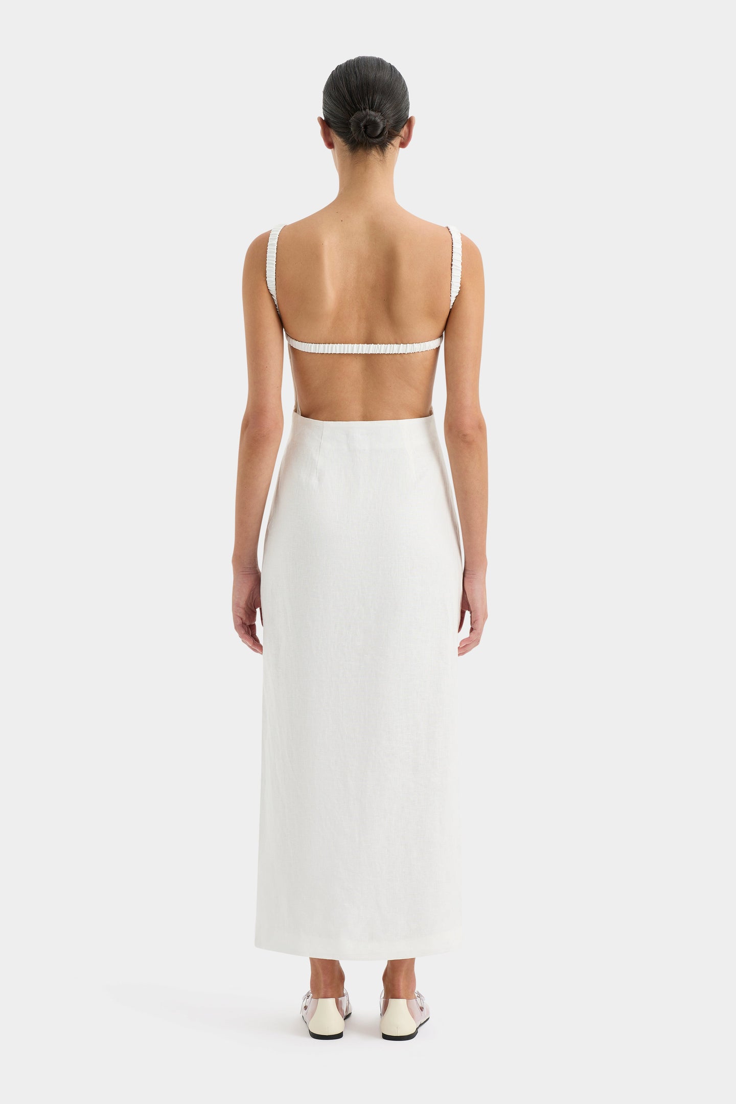 SIR the label Primrose Ruched Midi Dress IVORY