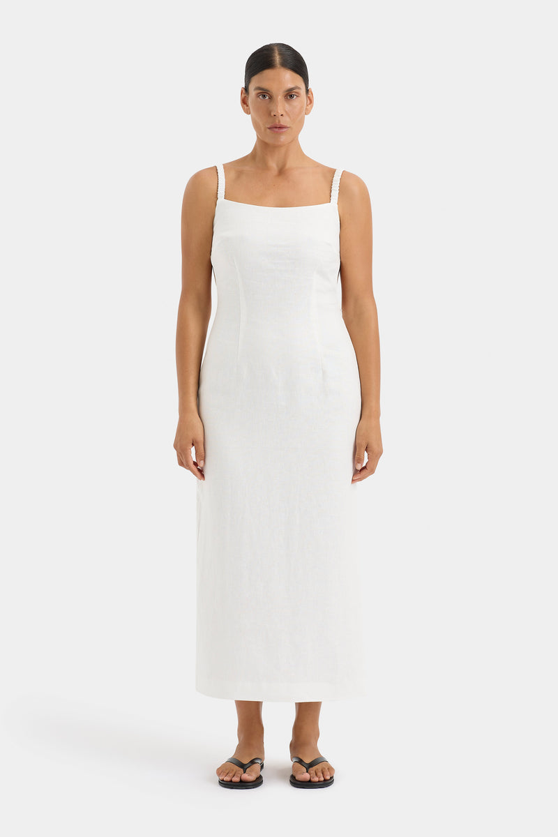 SIR the label Primrose Ruched Midi Dress IVORY