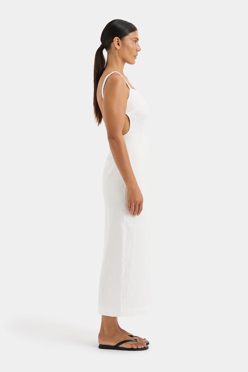 SIR the label Primrose Ruched Midi Dress IVORY