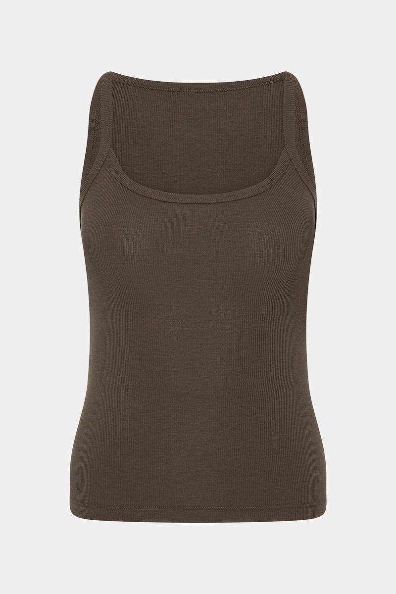 SIR the label Liana Scoop Tank Dark Khaki