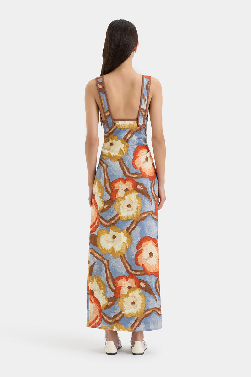 SIR the label Avery V Neck Midi Dress CAMELLIA PRINT