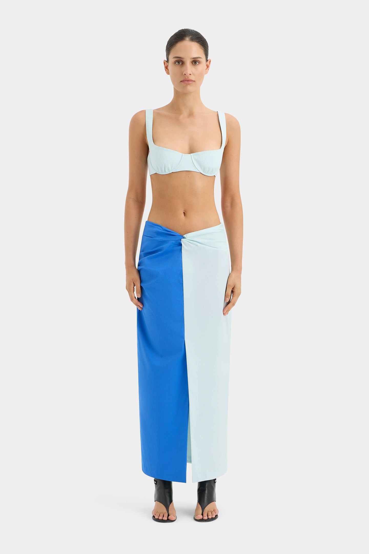 SIR the label Azul Twist Midi Skirt ICE BLUE/COBALT